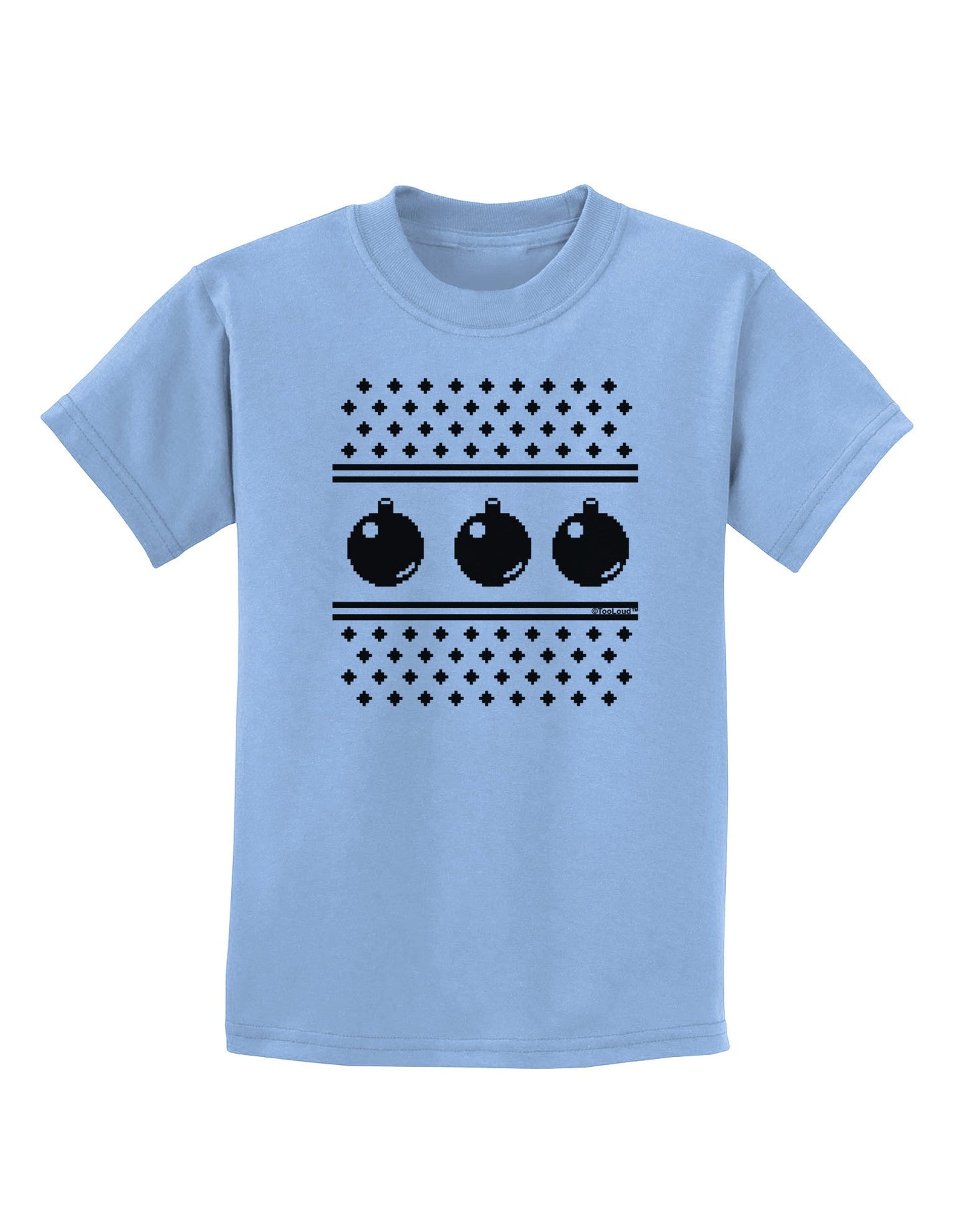 Ugly Sweater Ornaments BnW Childrens T-Shirt-Ornament-TooLoud-Light-Blue-X-Small-Davson Sales