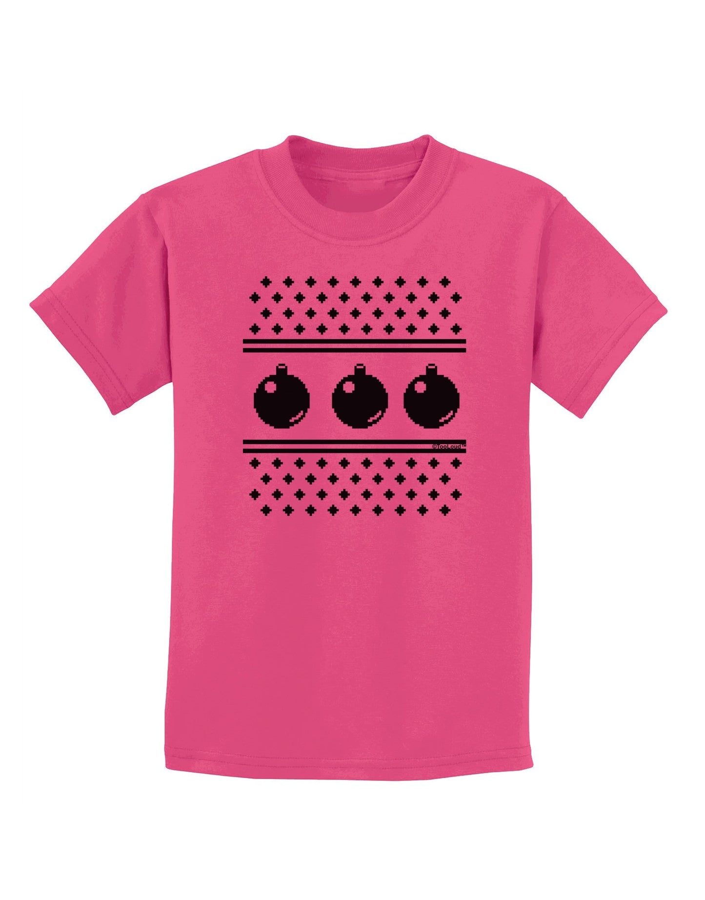 Ugly Sweater Ornaments BnW Childrens T-Shirt-Ornament-TooLoud-Sangria-X-Small-Davson Sales