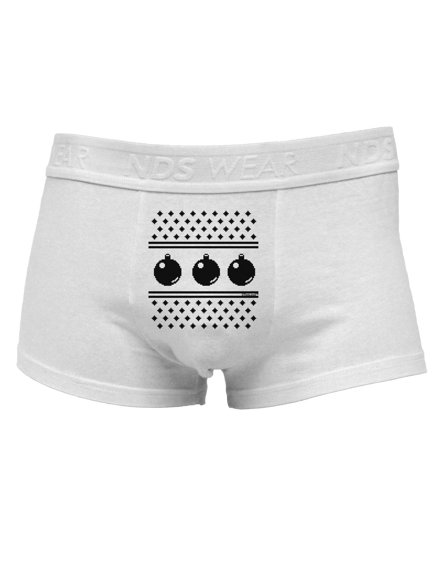 Ugly Sweater Ornaments BnW Mens Cotton Trunk Underwear-Men's Trunk Underwear-NDS Wear-White-Small-Davson Sales
