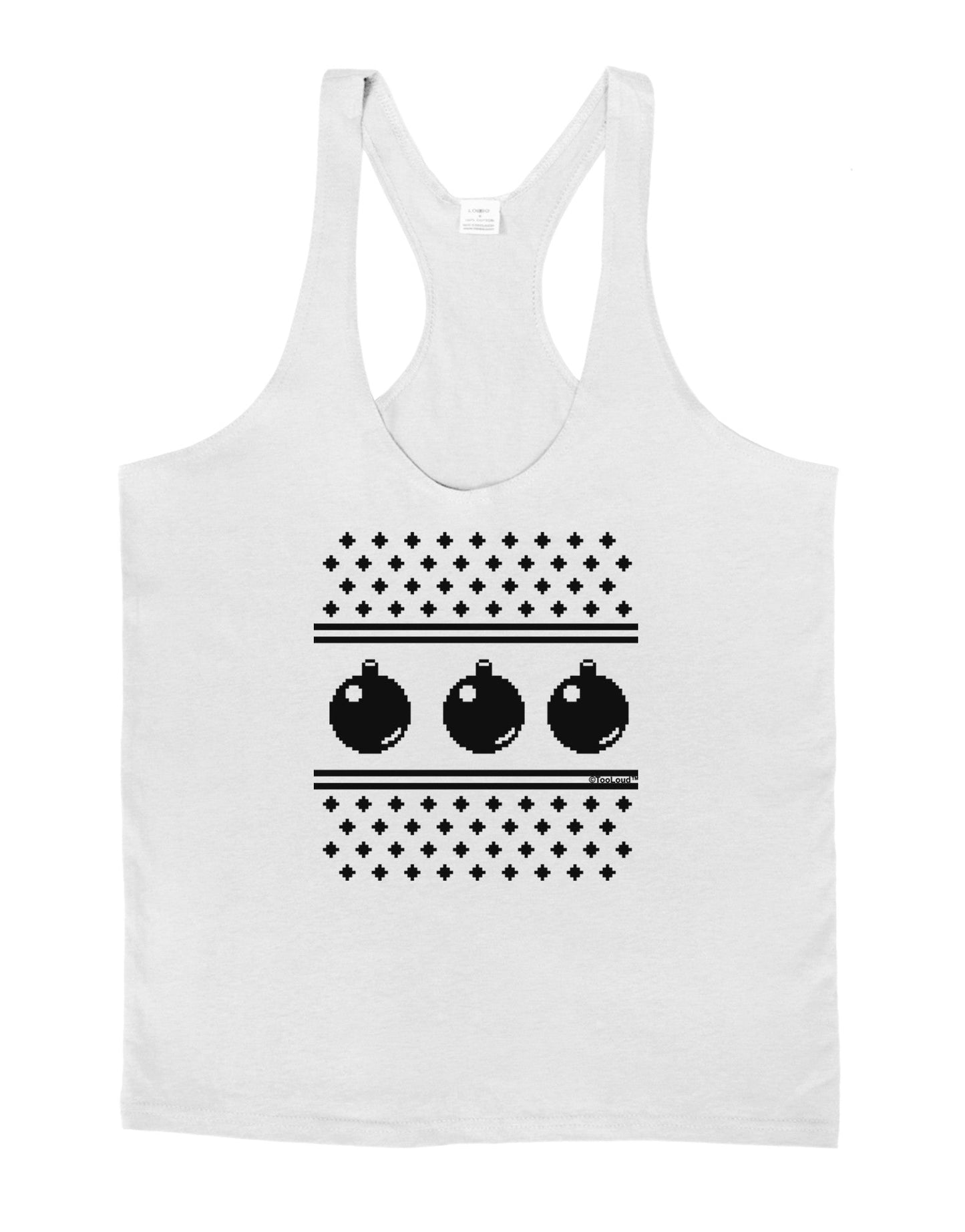 Ugly Sweater Ornaments BnW Mens String Tank Top-Men's String Tank Tops-LOBBO-White-Small-Davson Sales
