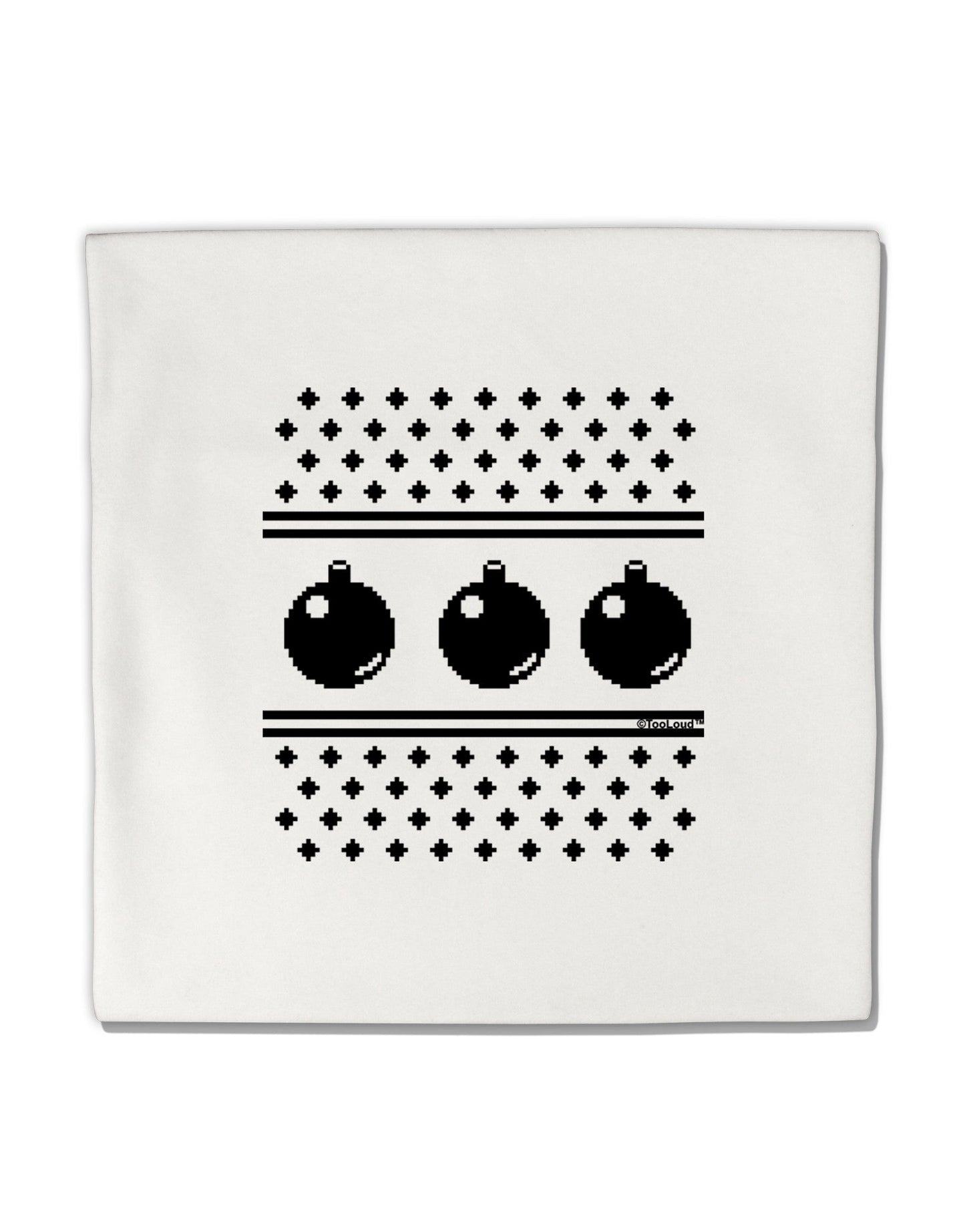 Ugly Sweater Ornaments BnW Micro Fleece 14"x14" Pillow Sham-Ornament-TooLoud-White-Davson Sales