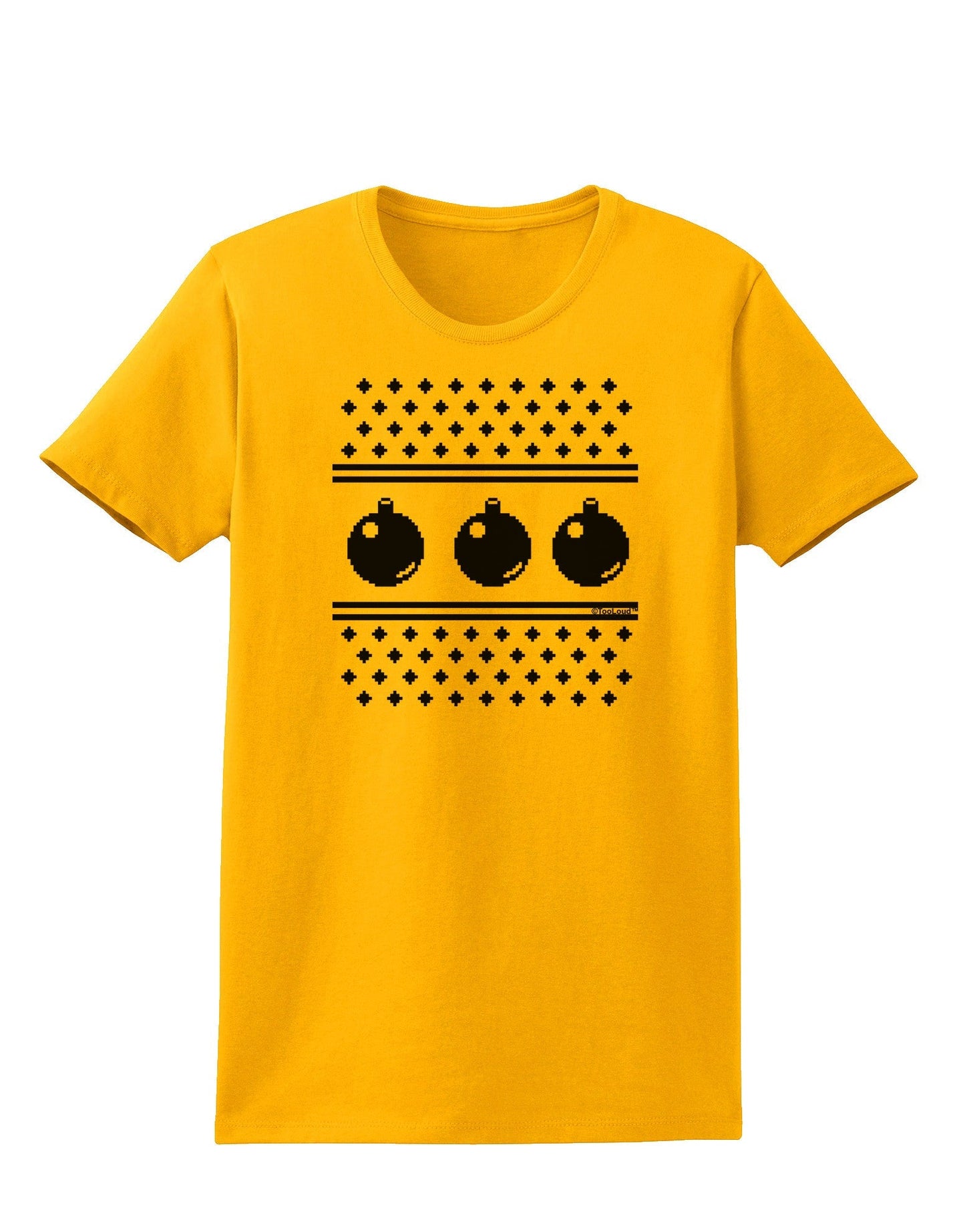 Ugly Sweater Ornaments BnW Womens T-Shirt-Ornament-TooLoud-Gold-X-Small-Davson Sales