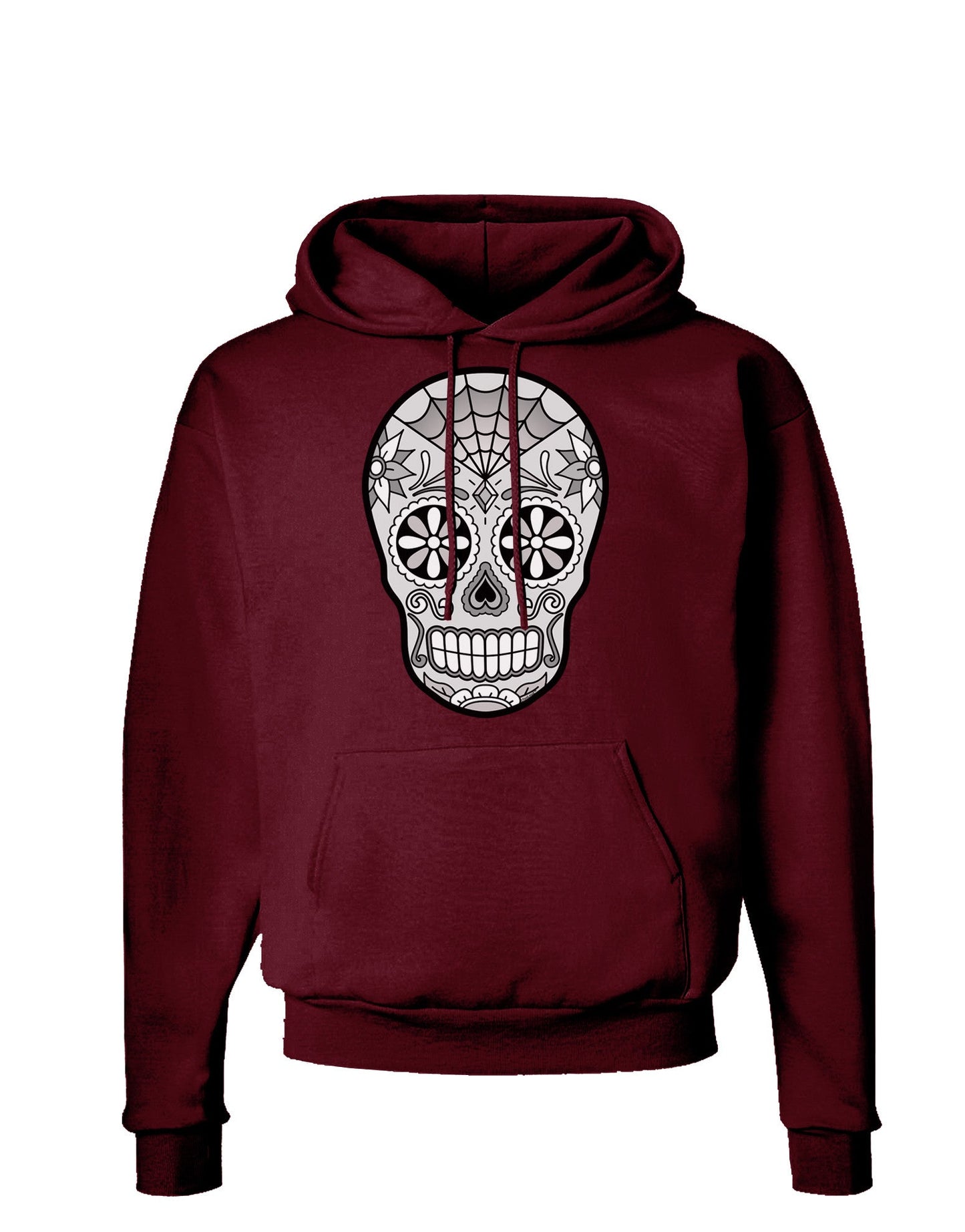 Version 10 Grayscale Day of the Dead Calavera Dark Hoodie Sweatshirt-Hoodie-TooLoud-Maroon-Small-Davson Sales