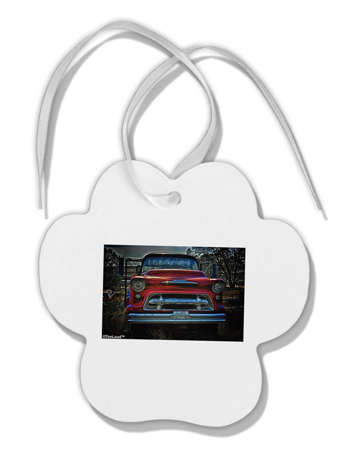 Vintage Truck Paw Print Shaped Ornament by TooLoud-Ornament-TooLoud-White-Davson Sales