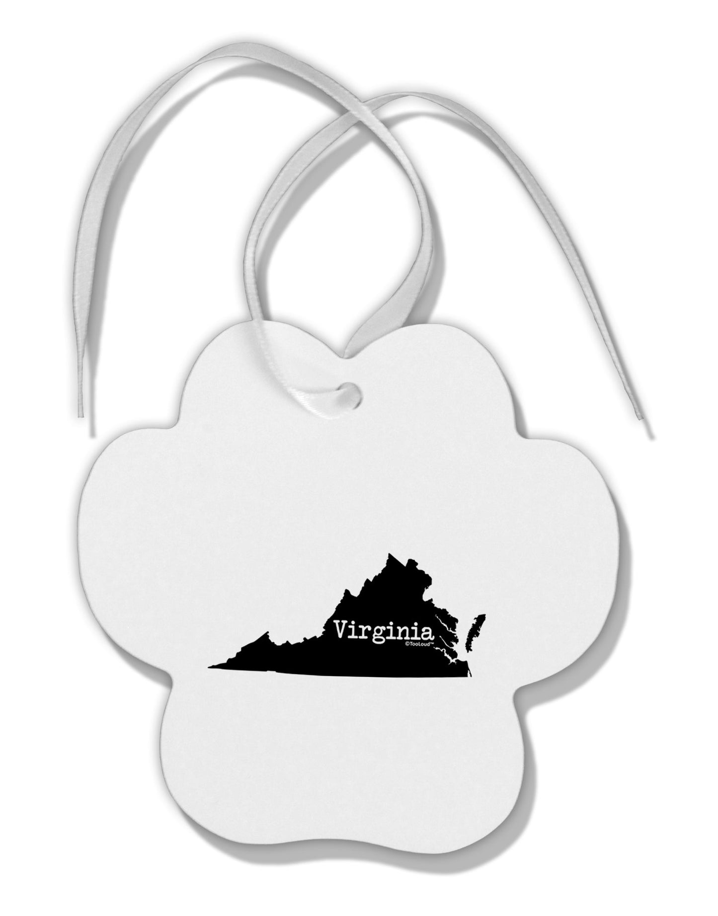 Virginia - United States Shape Paw Print Shaped Ornament by TooLoud-Ornament-TooLoud-White-Davson Sales