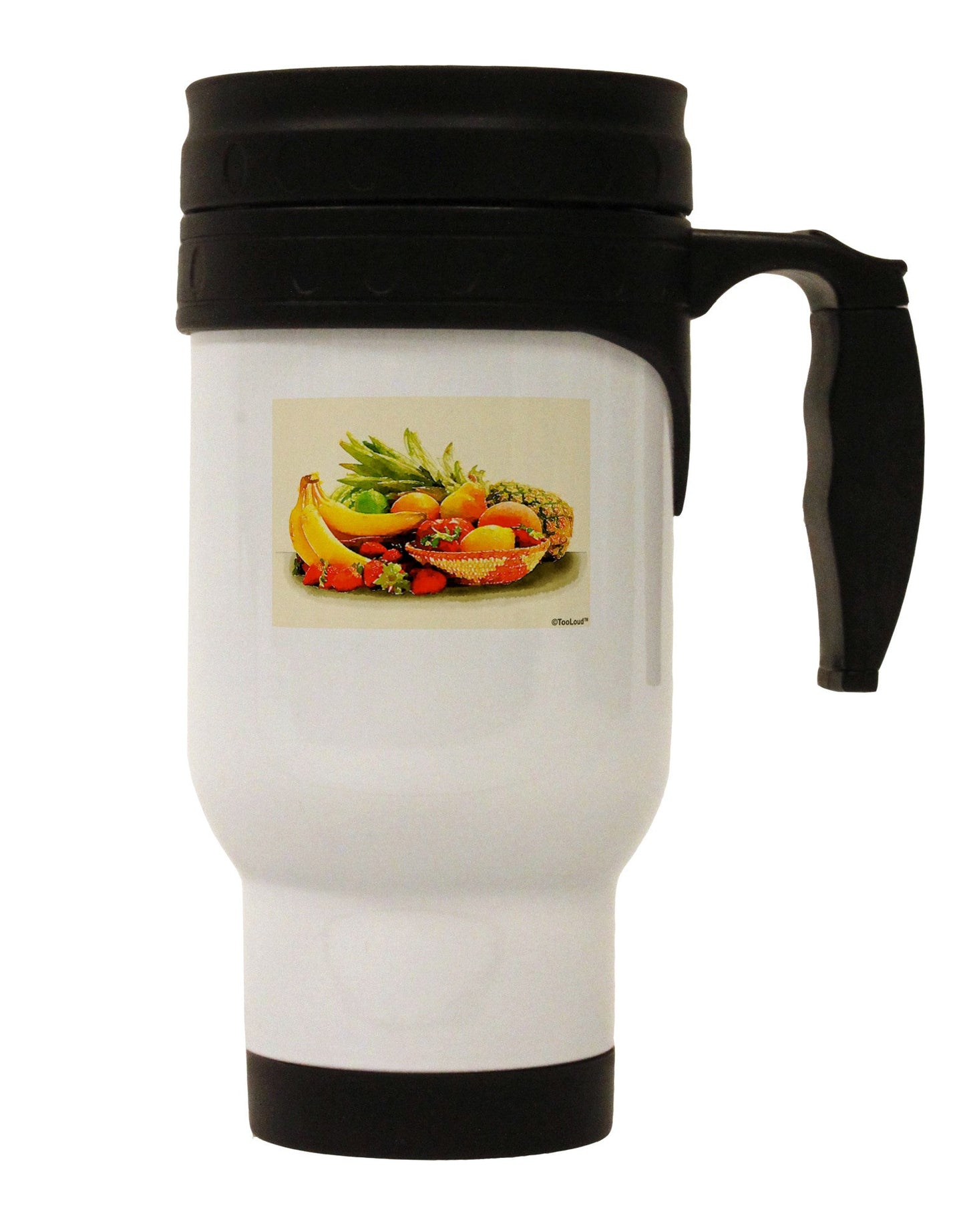 Watercolor Fruit Bowl 2 Stainless Steel 14oz Travel Mug-Travel Mugs-TooLoud-White-Davson Sales