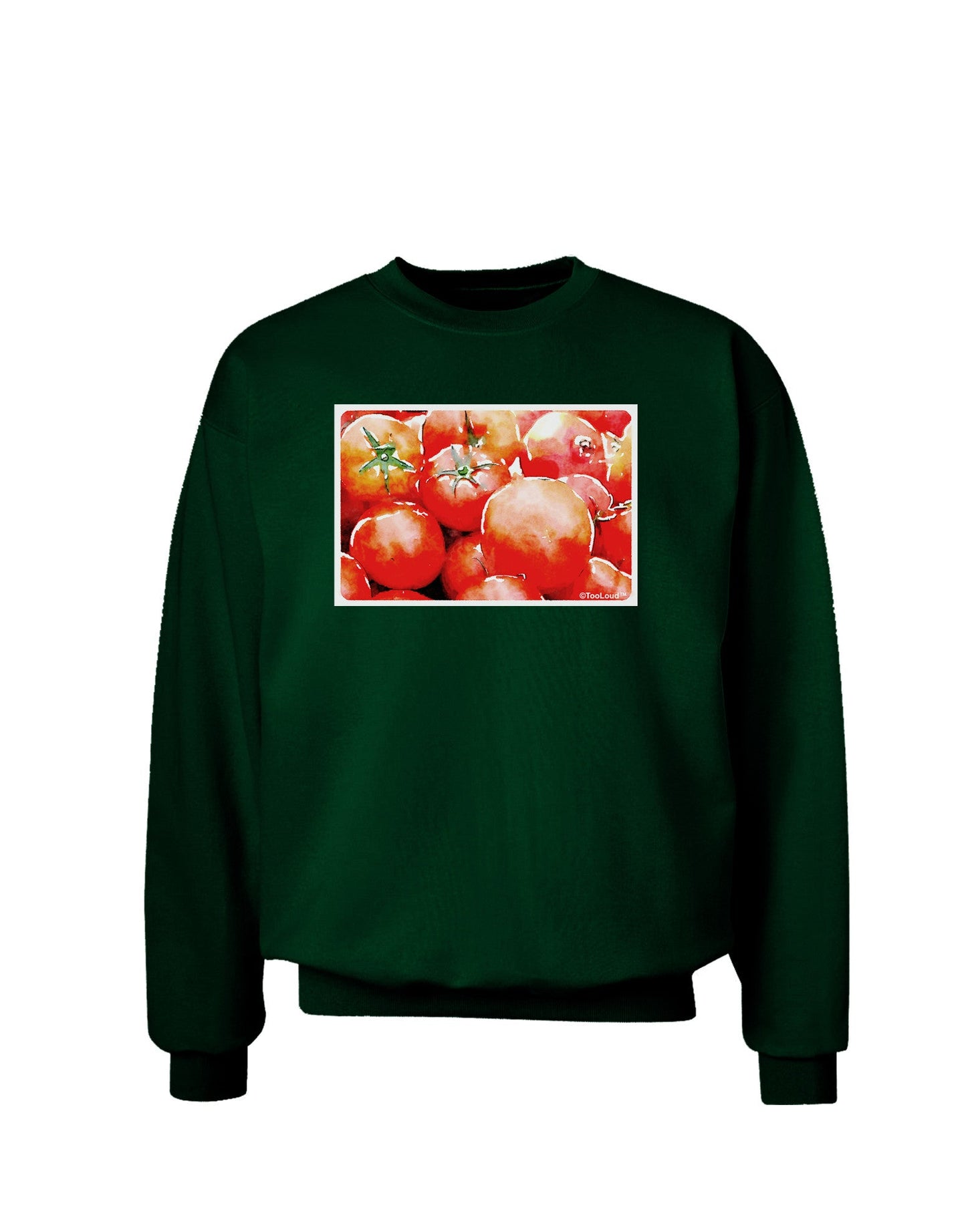 Watercolor Tomatoes Adult Dark Sweatshirt-Sweatshirts-TooLoud-Deep-Forest-Green-Small-Davson Sales
