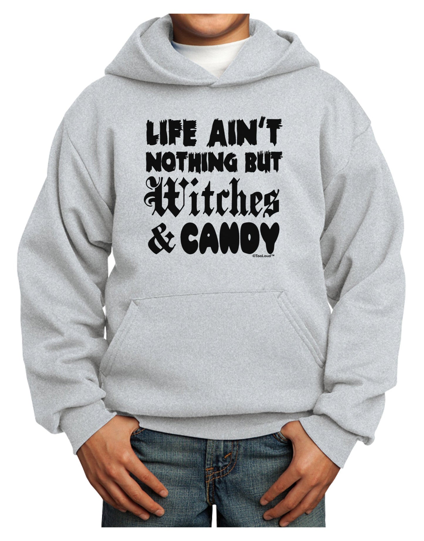 Witches and Candy Youth Hoodie Pullover Sweatshirt-Youth Hoodie-TooLoud-Ash-XS-Davson Sales