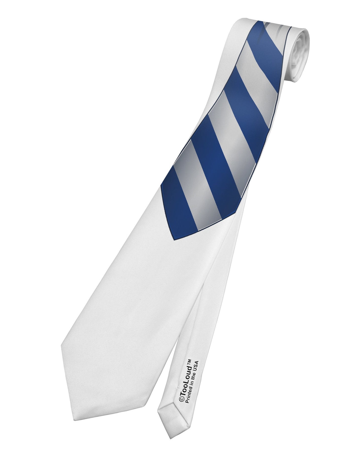 Wizard Uniform Blue and Silver AOP Printed White Necktie All Over Print