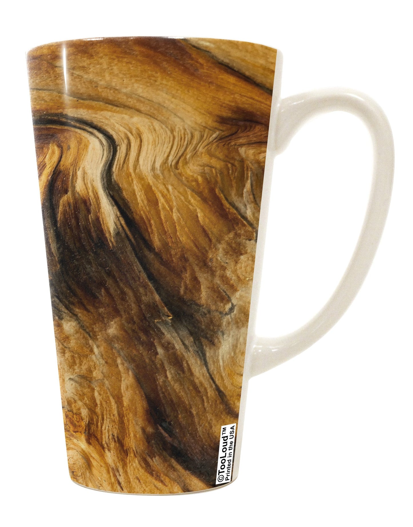 Wood Texture AOP 16 Ounce Conical Latte Coffee Mug - Expertly Crafted Drinkware-Conical Latte Mug-TooLoud-White-Davson Sales