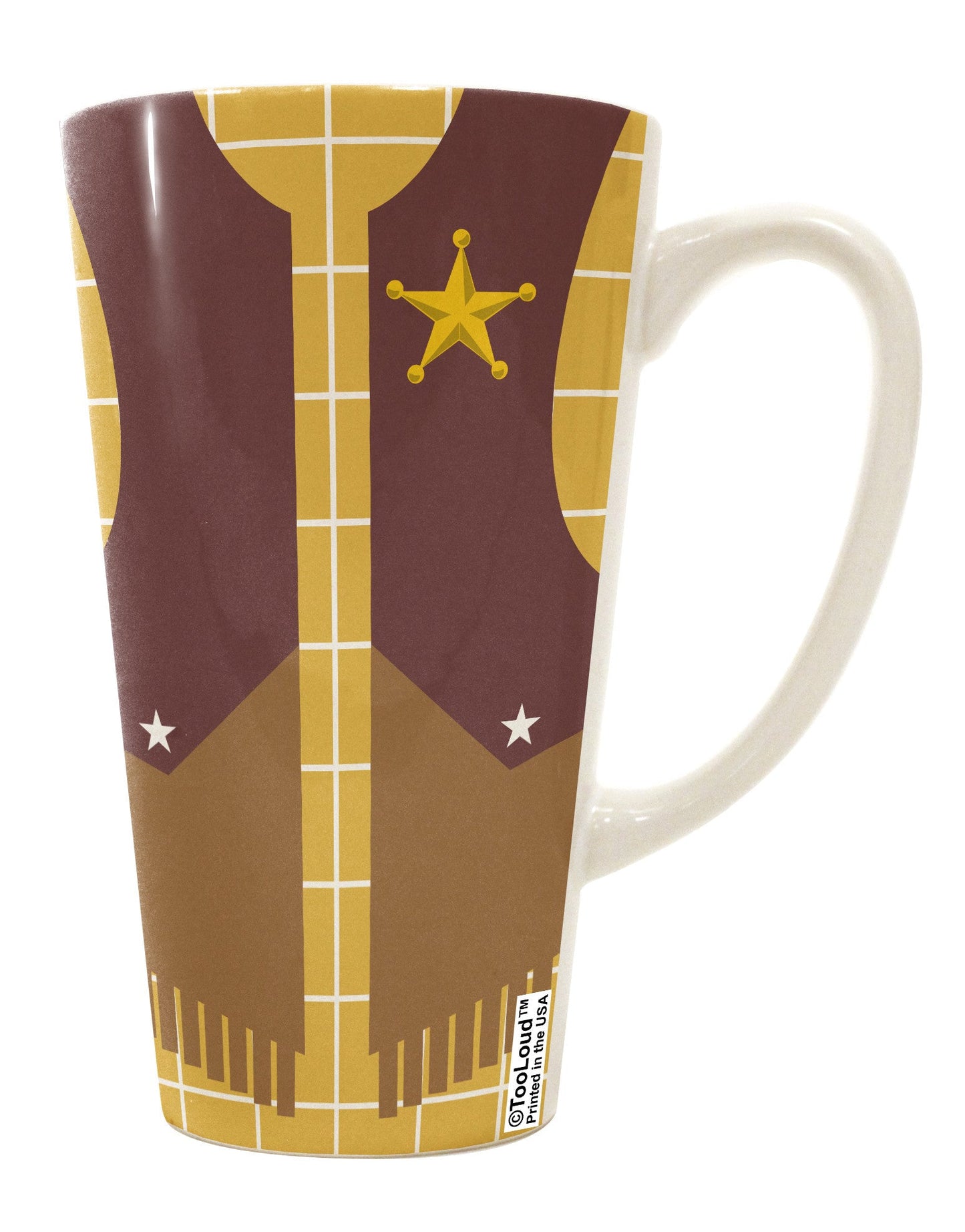 Yellow AOP 16 Ounce Conical Latte Coffee Mug with Cowboy Design - Perfect for Coffee Enthusiasts and Western Lovers TooLoud-Conical Latte Mug-TooLoud-White-Davson Sales