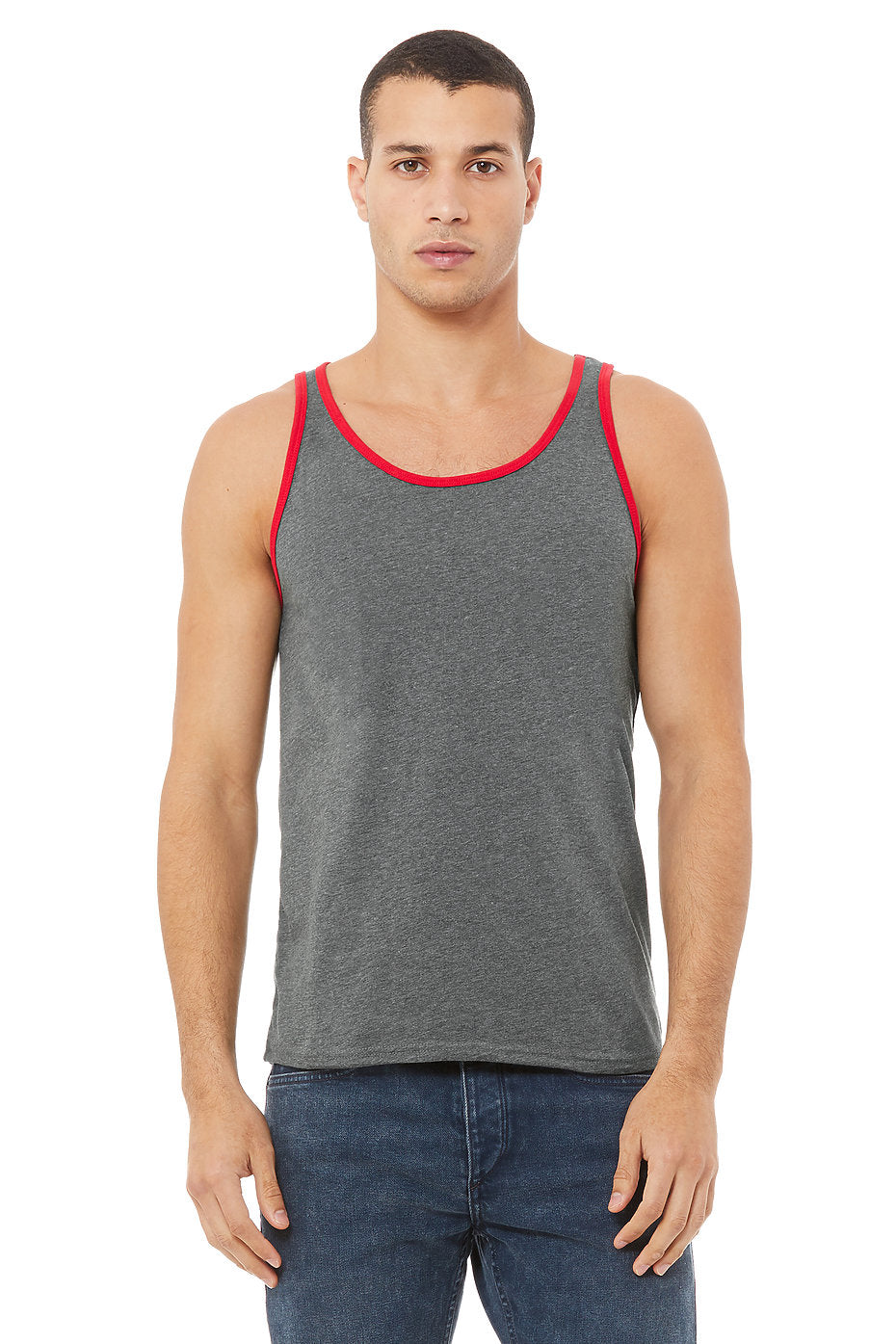 Custom Bella Canvas BC4380 Unisex Jersey Tank-Unisex Tank Top-TooLoud-Heather/ Red-Small-Davson Sales