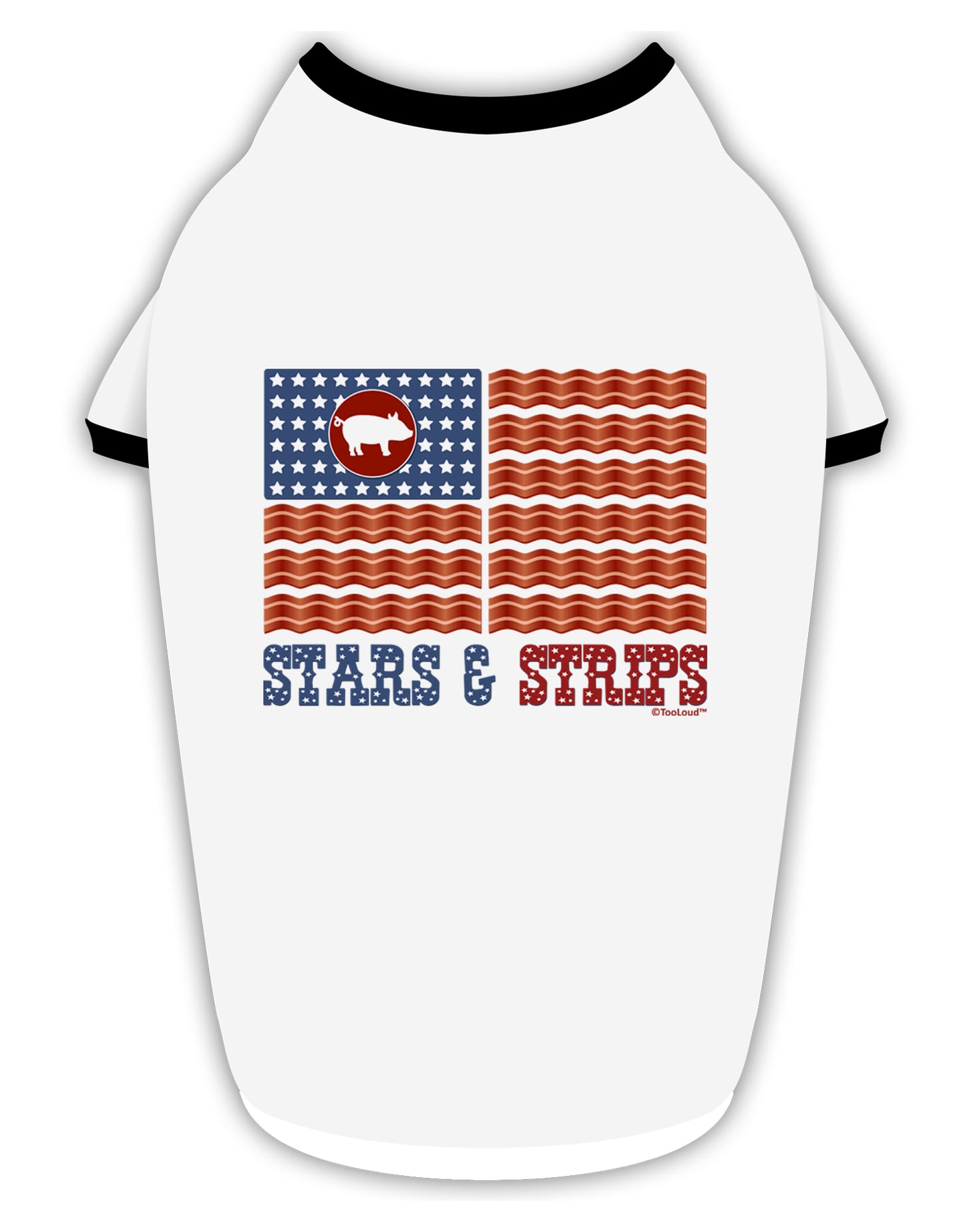 American Bacon Flag - Stars and Strips Stylish Cotton Dog Shirt-Dog Shirt-TooLoud-White-with-Black-Small-Davson Sales