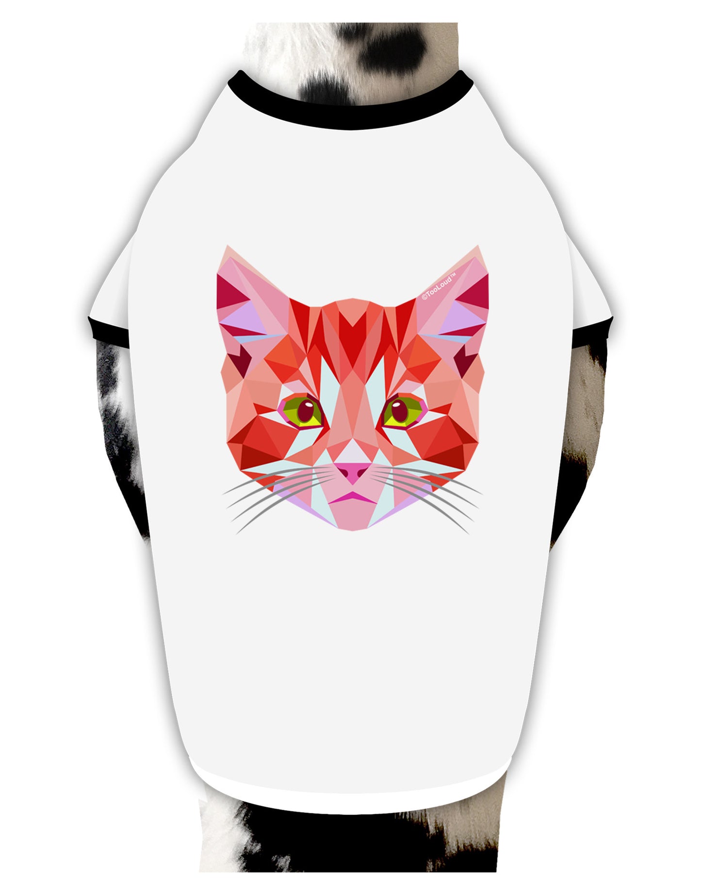 Geometric Kitty Red Dog Shirt-Dog Shirt-TooLoud-White-with-Black-Small-Davson Sales