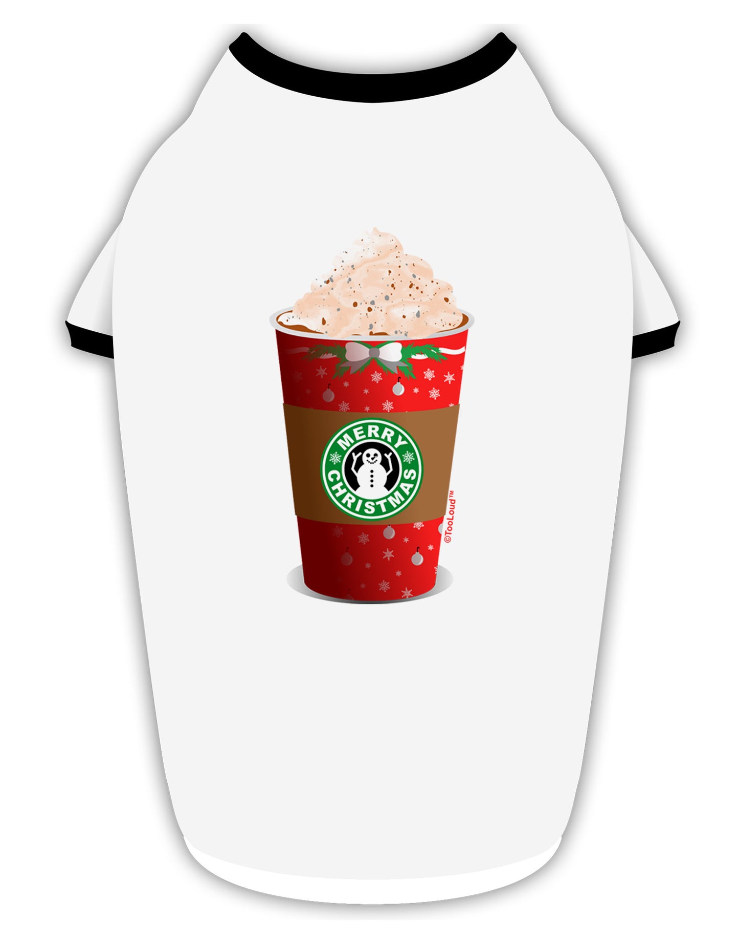 Merry Christmas Latte Cup Stylish Cotton Dog Shirt-Dog Shirt-TooLoud-White-with-Black-Small-Davson Sales