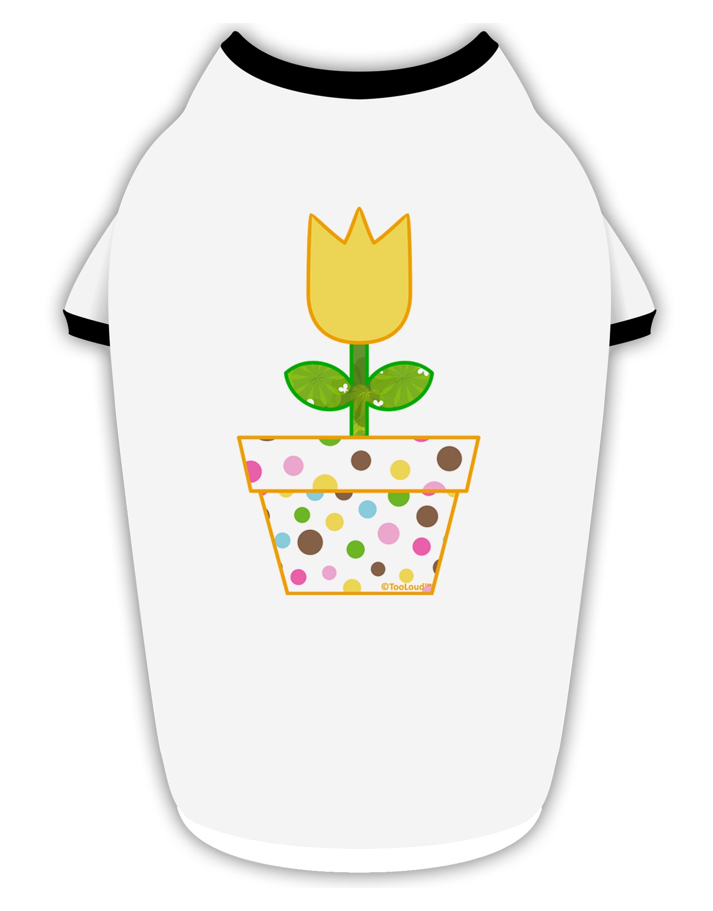 Easter Tulip Design - Yellow Stylish Cotton Dog Shirt by TooLoud-Dog Shirt-TooLoud-White-with-Black-Small-Davson Sales
