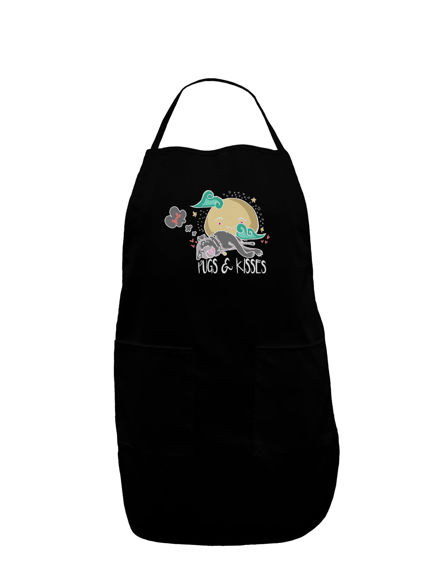 TooLoud Pugs and Kisses Dark Plus Size Dark Apron-Bib Apron-TooLoud-Black-Plus-Size-Davson Sales