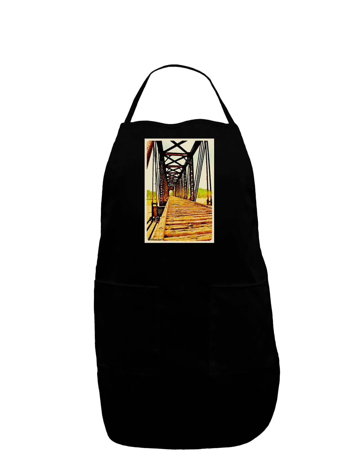 Colorado Bridge Watercolor Plus Size Apron-Bib Apron-TooLoud-Black-Plus-Size-Davson Sales