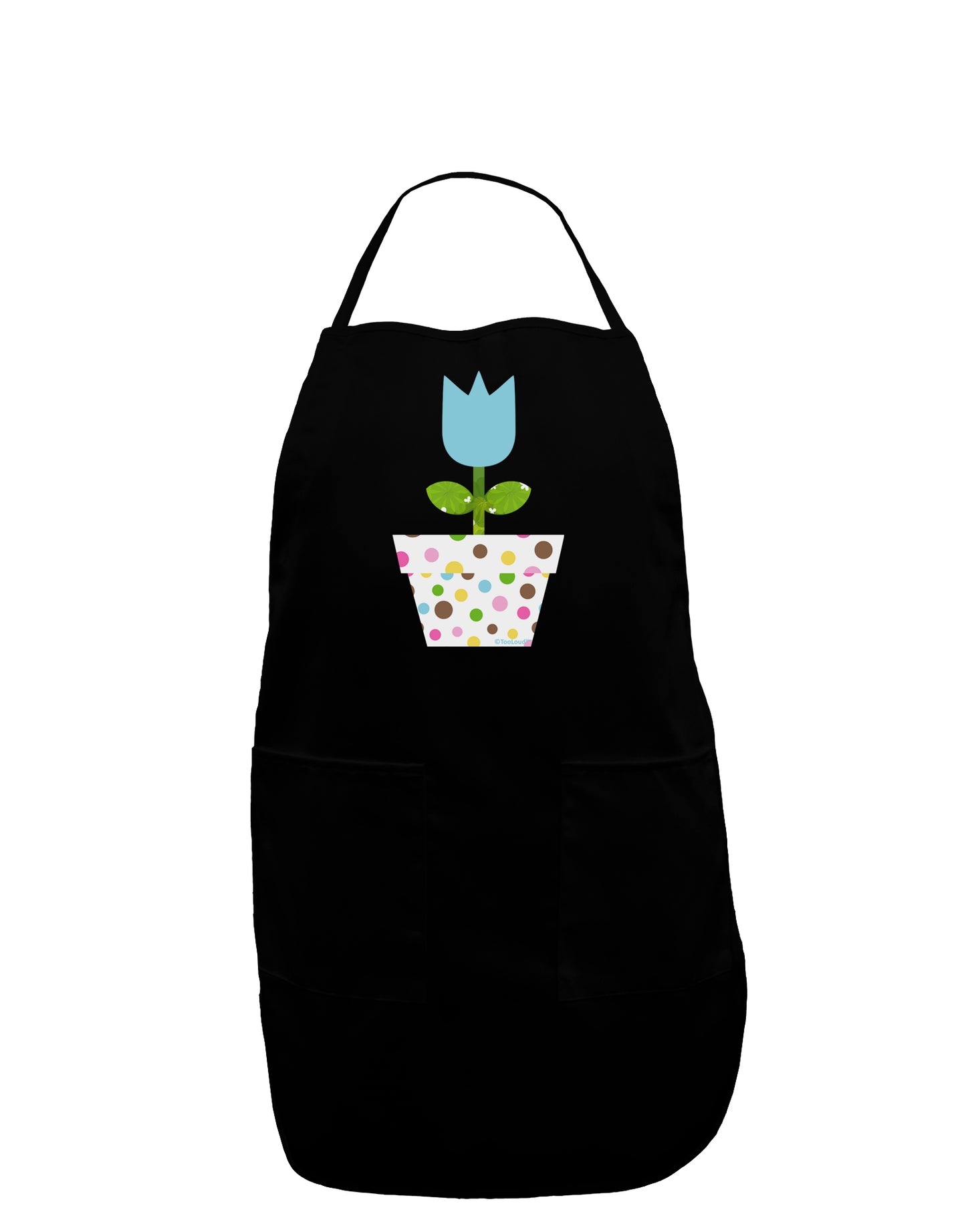 Easter Tulip Design - Blue Dark Adult Apron by TooLoud-Bib Apron-TooLoud-Black-One-Size-Davson Sales