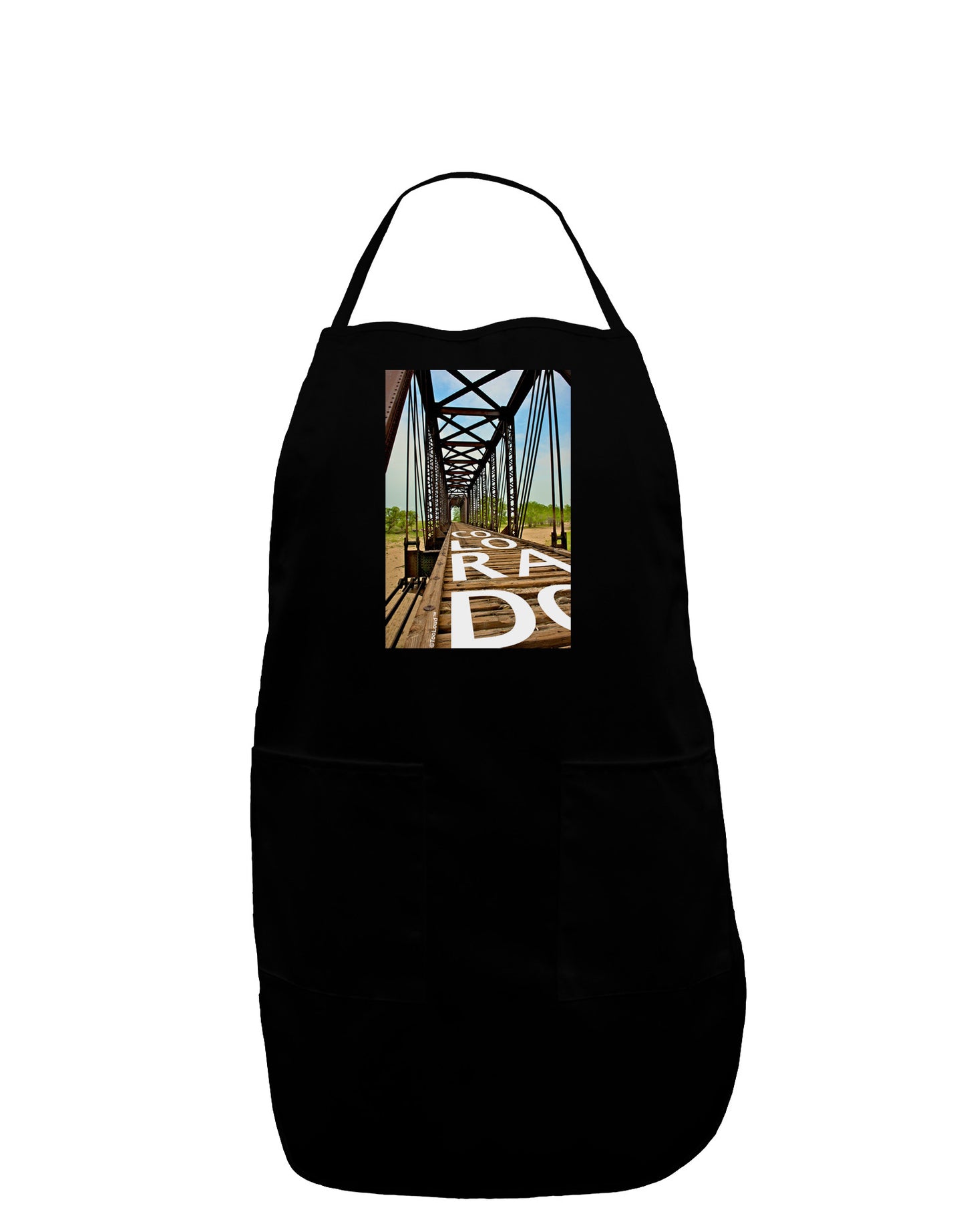 Colorado Bridge Text Plus Size Apron-Bib Apron-TooLoud-Black-Plus-Size-Davson Sales