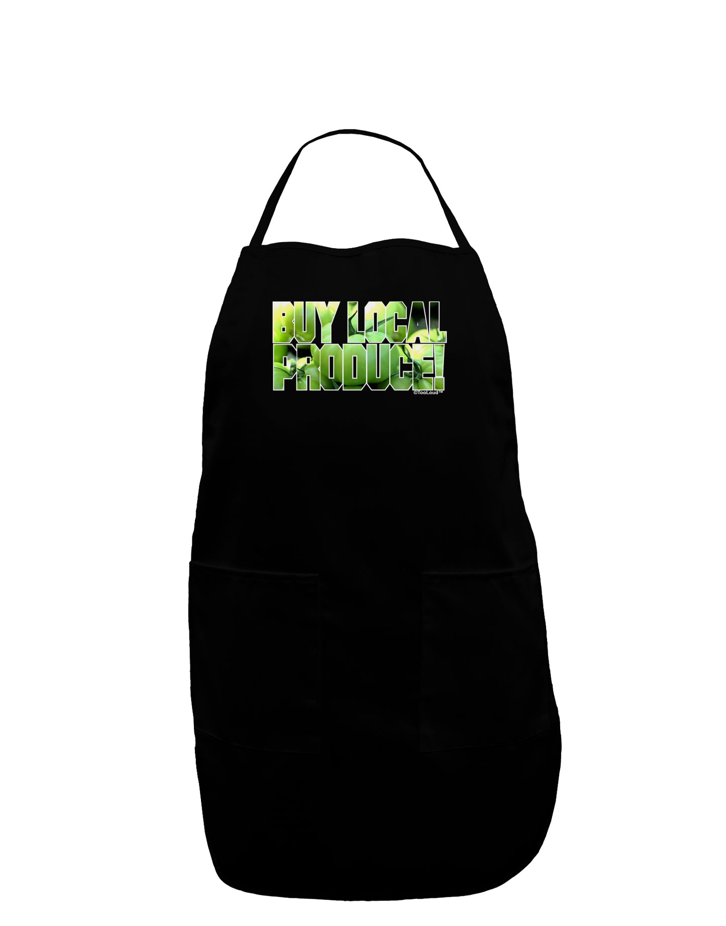 Buy Local - Green Tomatoes Text Dark Adult Apron-Bib Apron-TooLoud-Black-One-Size-Davson Sales