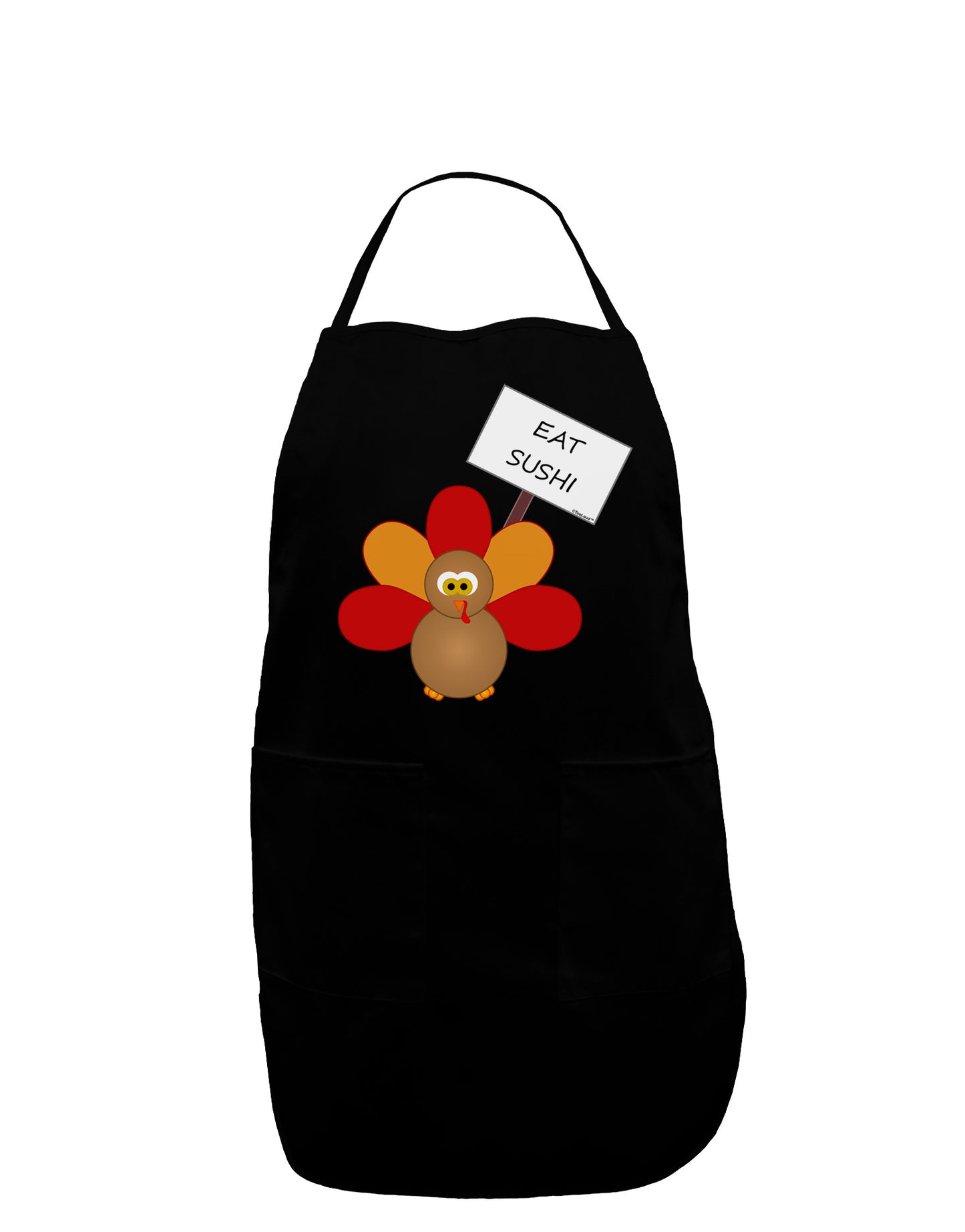 Eat Sushi Thanksgiving Turkey Dark Adult Apron-Bib Apron-TooLoud-Black-One-Size-Davson Sales