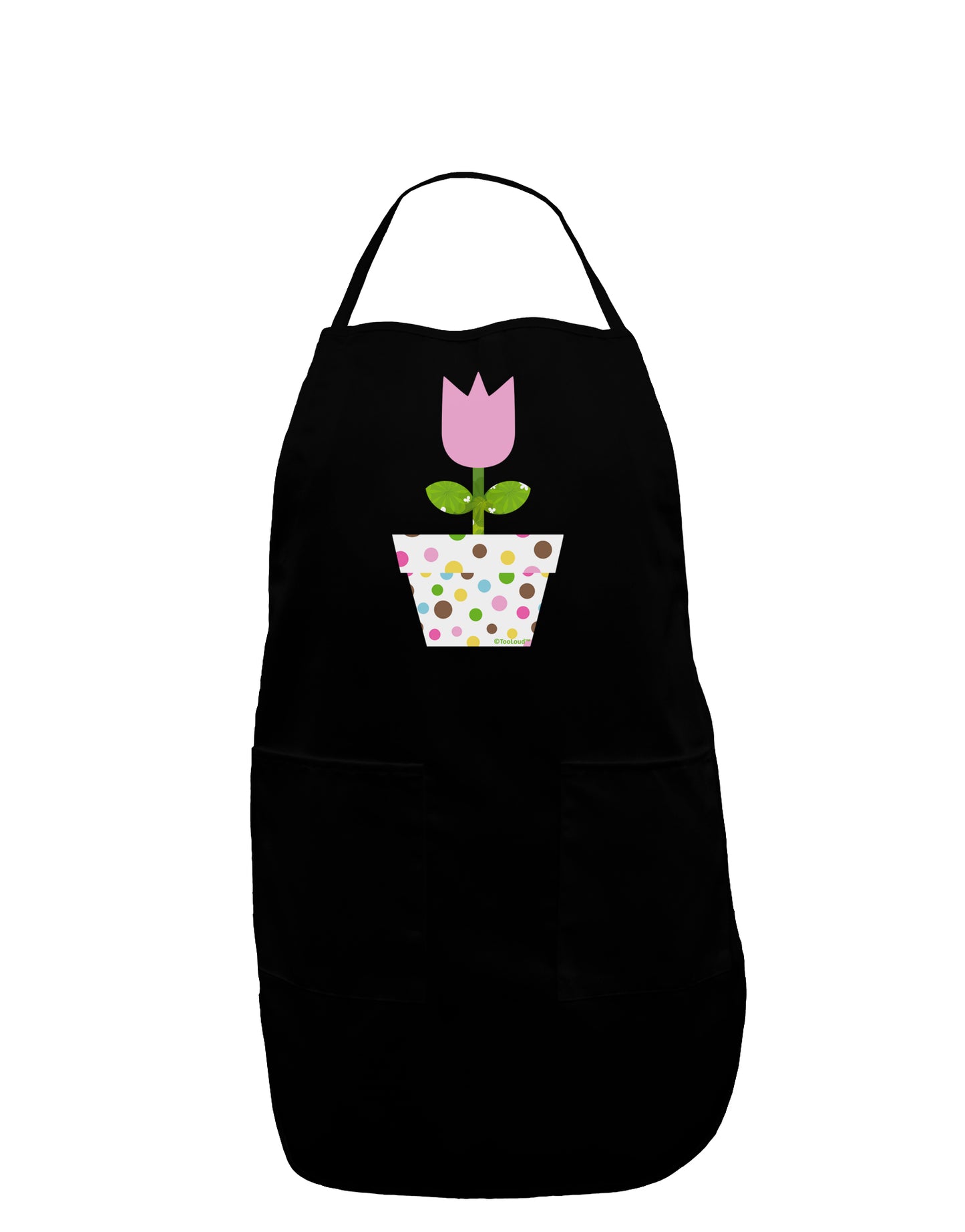 Easter Tulip Design - Pink Dark Adult Apron by TooLoud-Bib Apron-TooLoud-Black-One-Size-Davson Sales