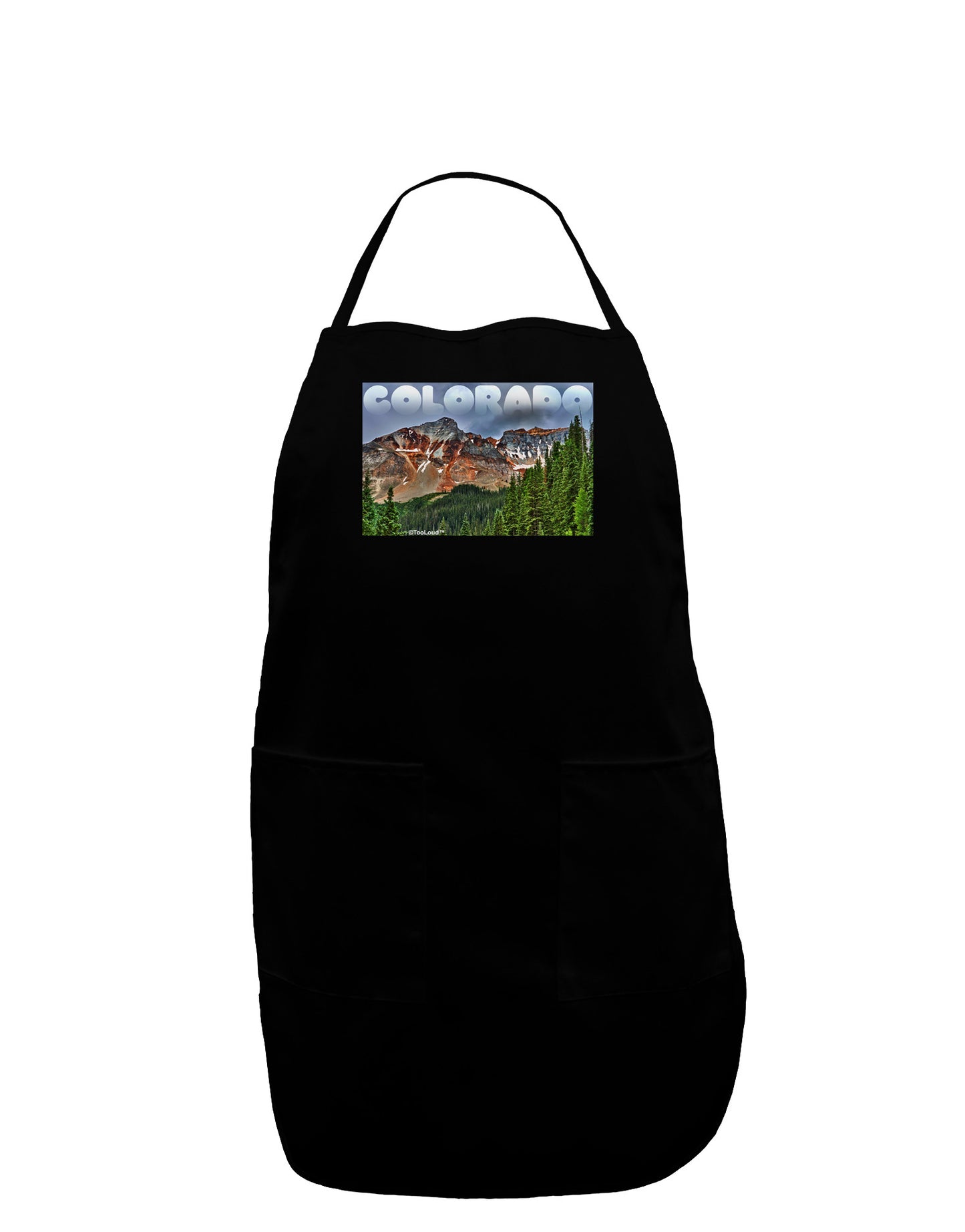Colorado Mountains Forrest Text Plus Size Apron-Bib Apron-TooLoud-Black-Plus-Size-Davson Sales