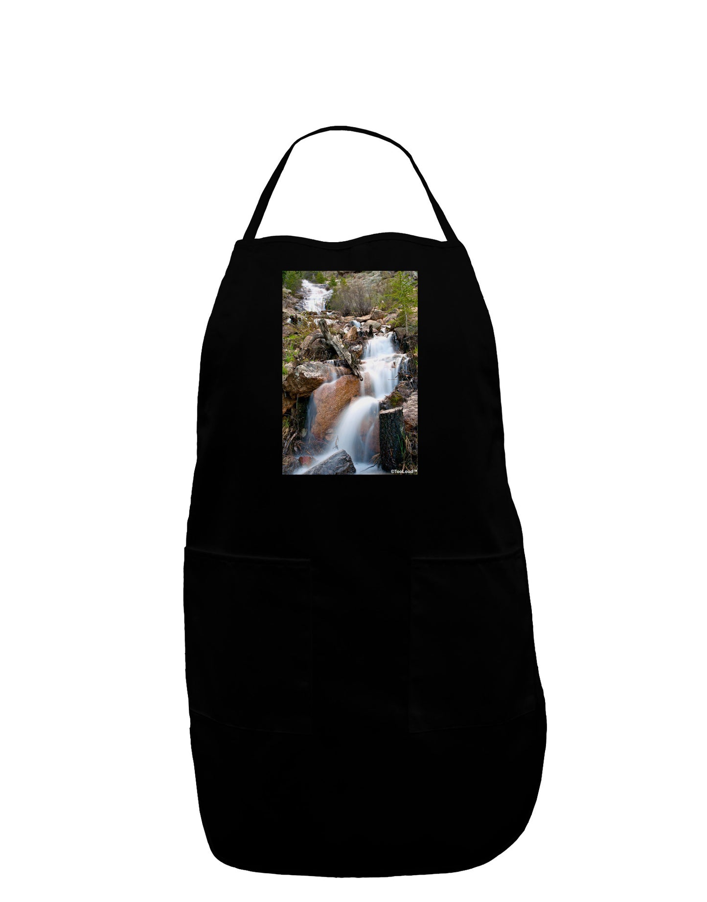Colorado Waterfall Scene Plus Size Apron-Bib Apron-TooLoud-Black-Plus-Size-Davson Sales