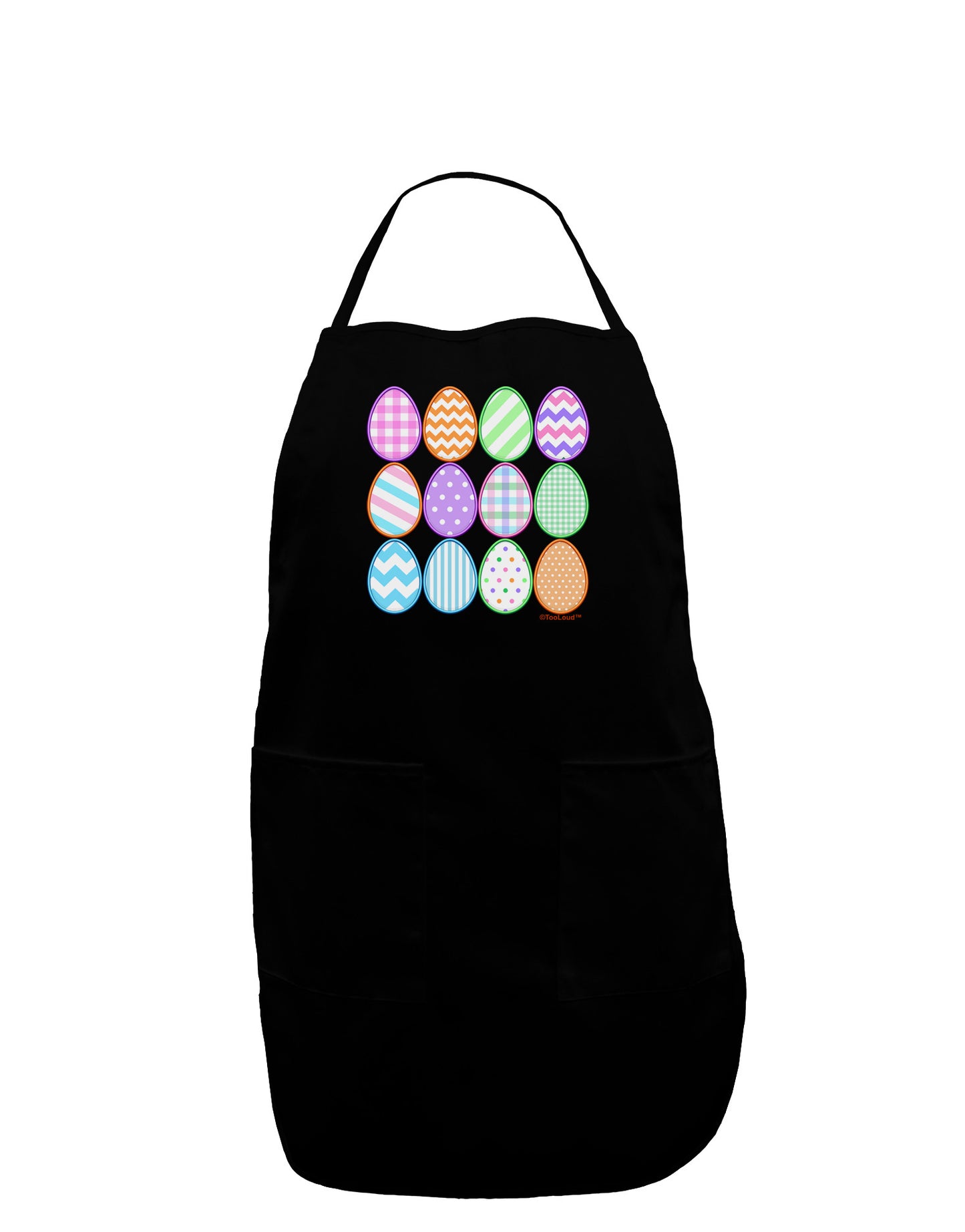 Cute Faux Applique Easter Eggs Dark Adult Apron-Bib Apron-TooLoud-Black-One-Size-Davson Sales