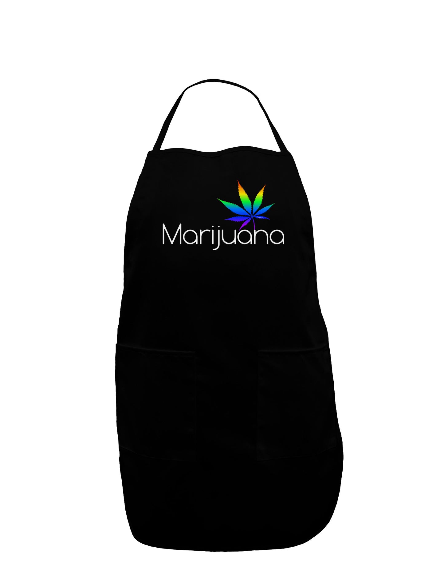 Marijuana Text and Leaf - Rainbow Dark Adult Apron-Bib Apron-TooLoud-Black-One-Size-Davson Sales