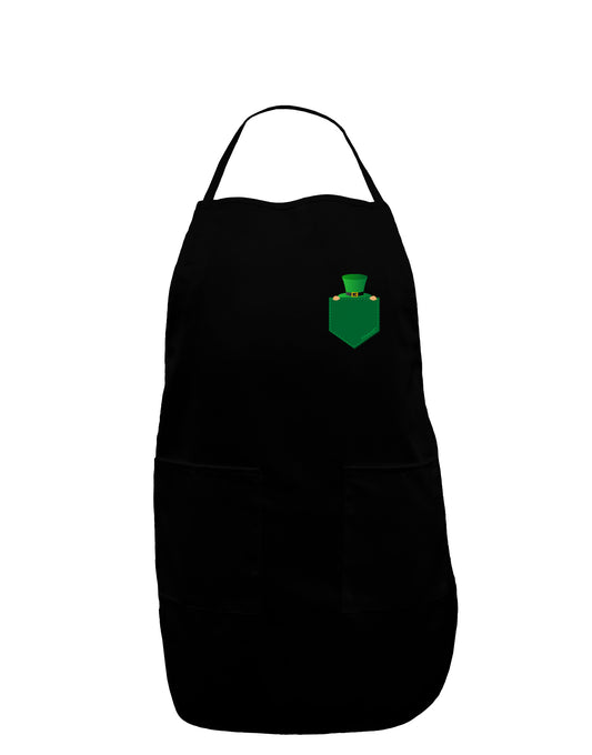 Leprechaun Peeking Out of Faux Pocket Dark Adult Apron by TooLoud-Bib Apron-TooLoud-Black-One-Size-Davson Sales