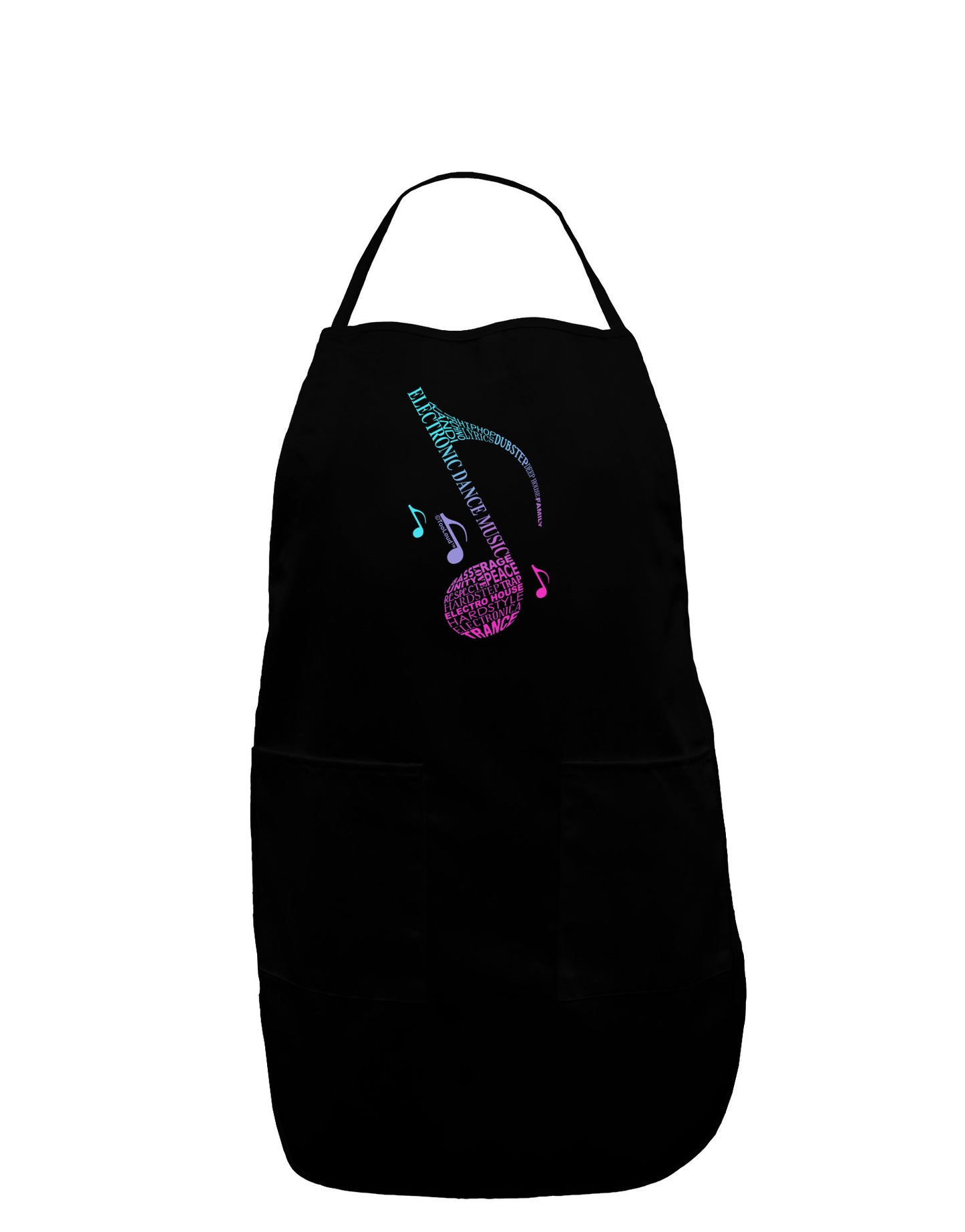 Music Note Typography Dark Adult Apron-Bib Apron-TooLoud-Black-One-Size-Davson Sales