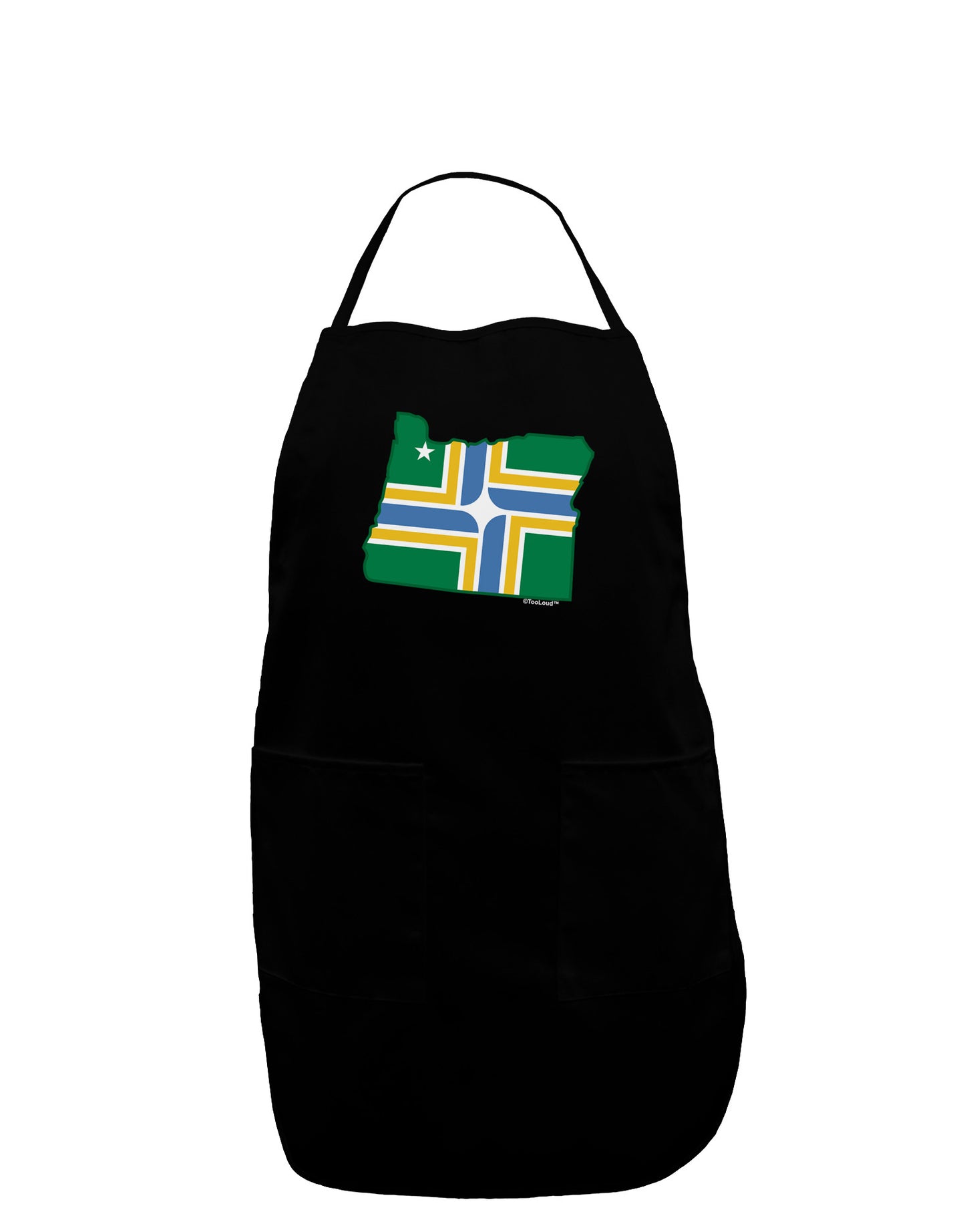 Portland Oregon Flag Plus Size Apron-Bib Apron-TooLoud-Black-Plus-Size-Davson Sales