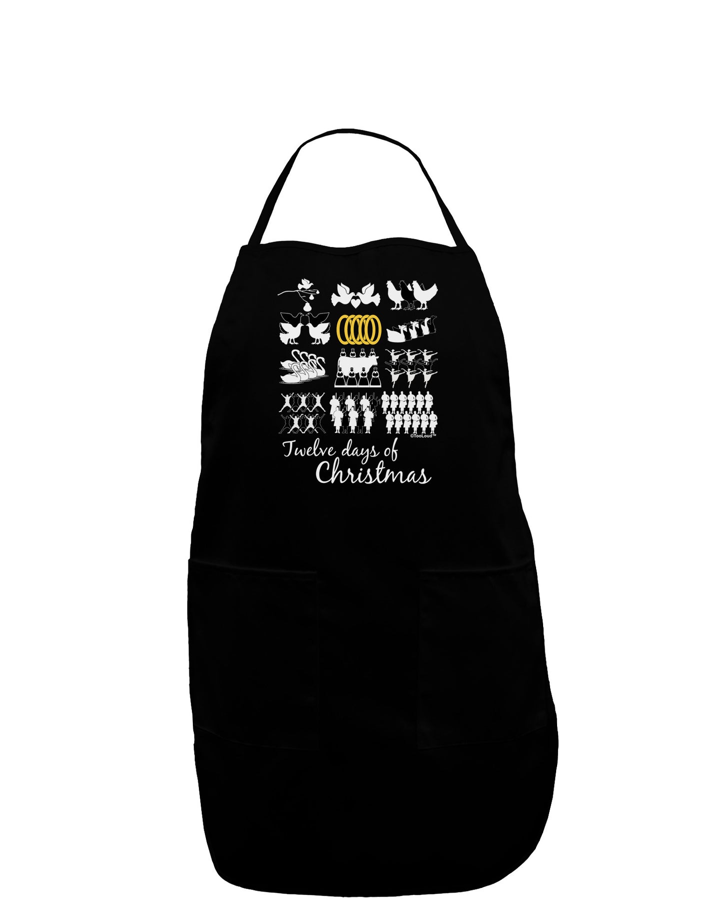 12 Days of Christmas Text Color Plus Size Apron-Bib Apron-TooLoud-Black-Plus-Size-Davson Sales