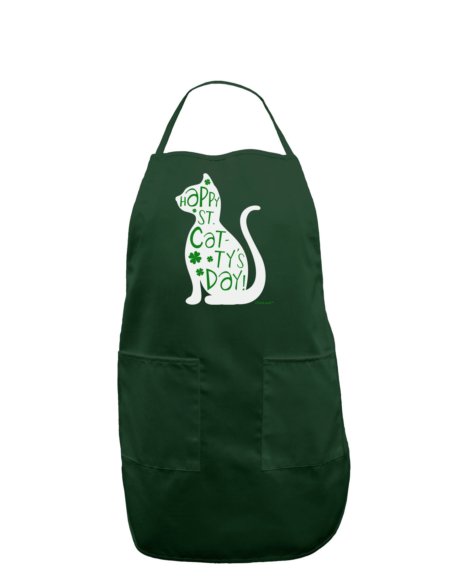 Happy St. Catty's Day - St. Patrick's Day Cat Dark Adult Apron by TooLoud-Bib Apron-TooLoud-Hunter-One-Size-Davson Sales