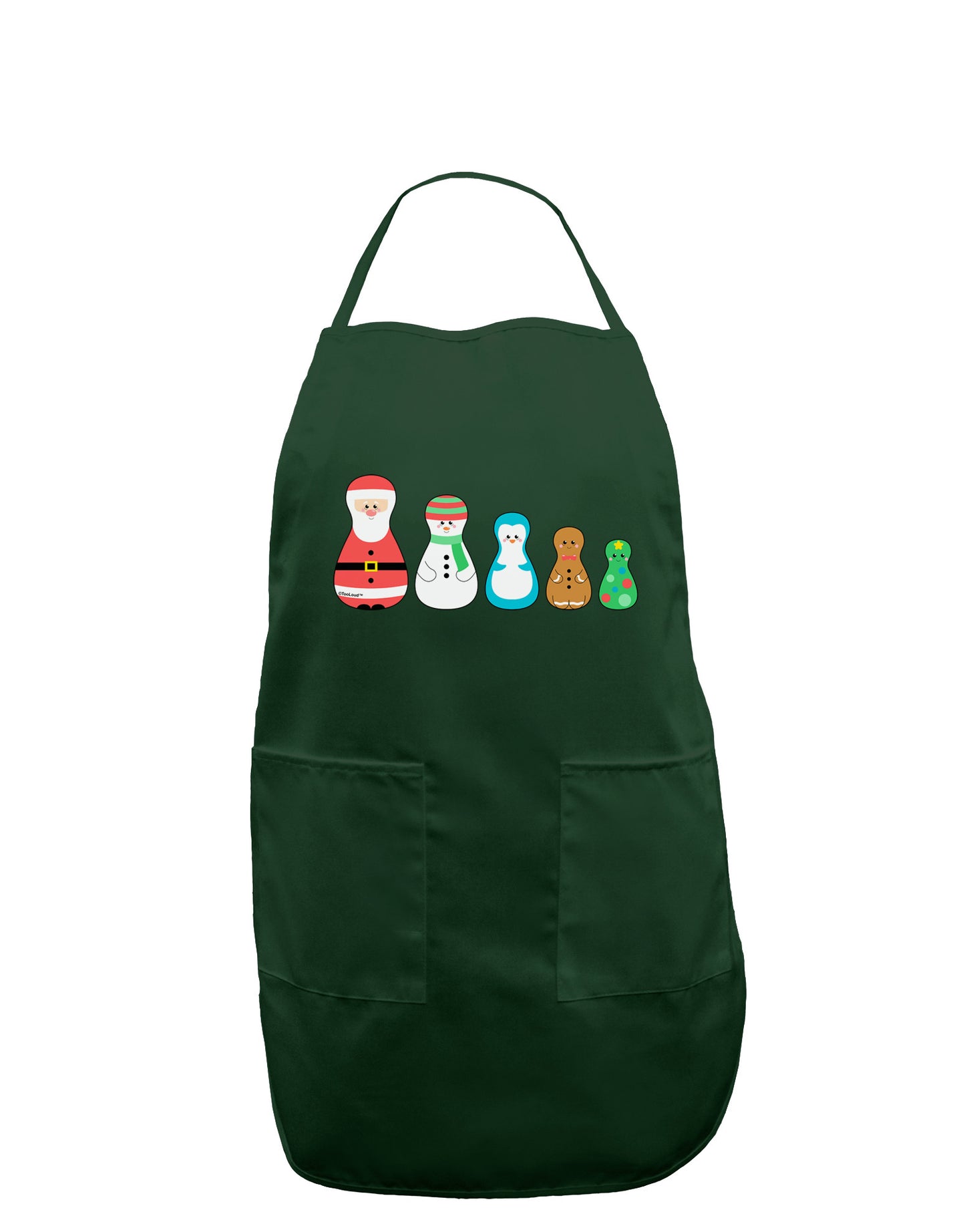 Cute Christmas Matryoshka Nesting Dolls Dark Adult Apron-Bib Apron-TooLoud-Hunter-One-Size-Davson Sales