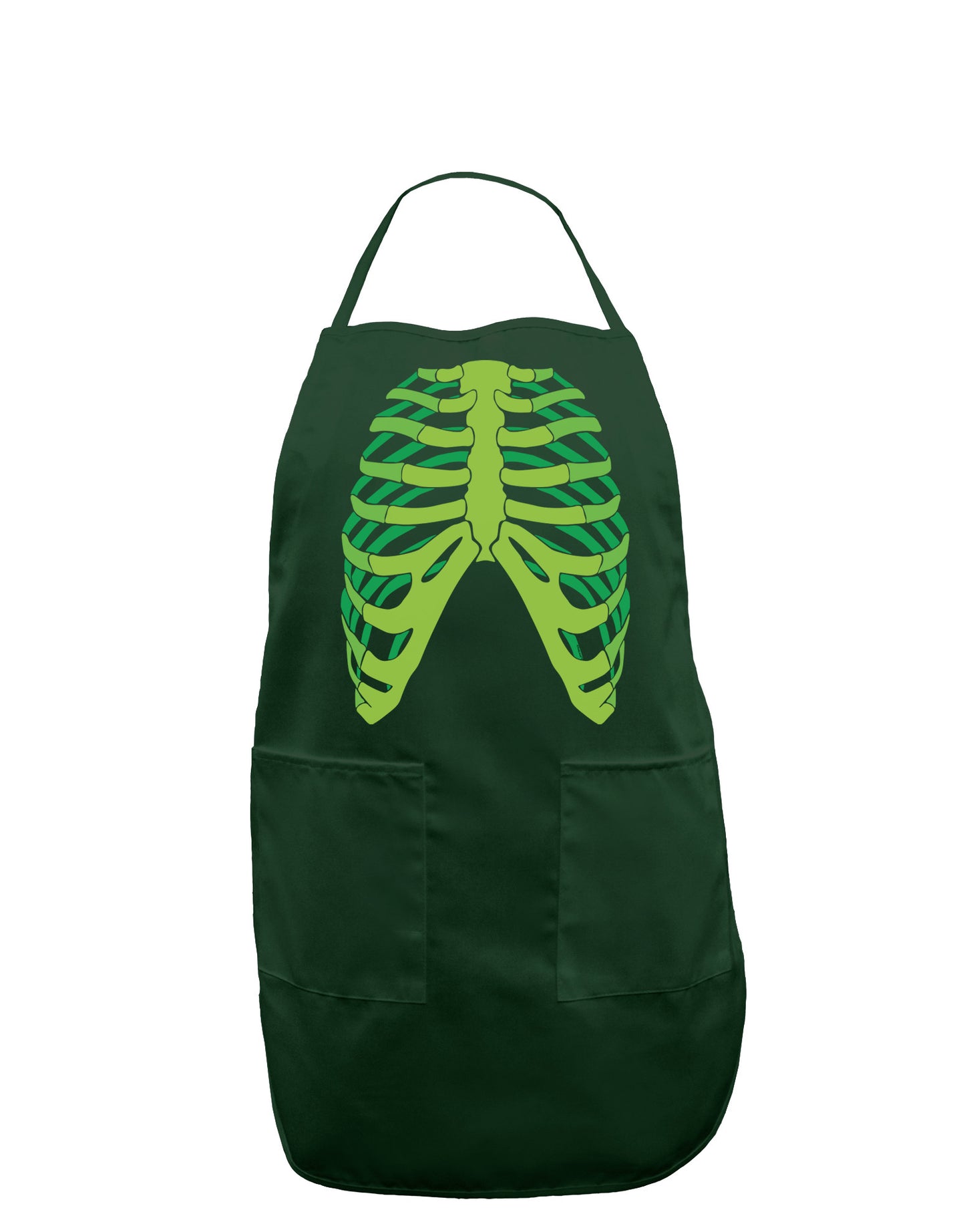 Human Green Skeleton Bones Ribcage Dark Adult Apron-Bib Apron-TooLoud-Hunter-One-Size-Davson Sales