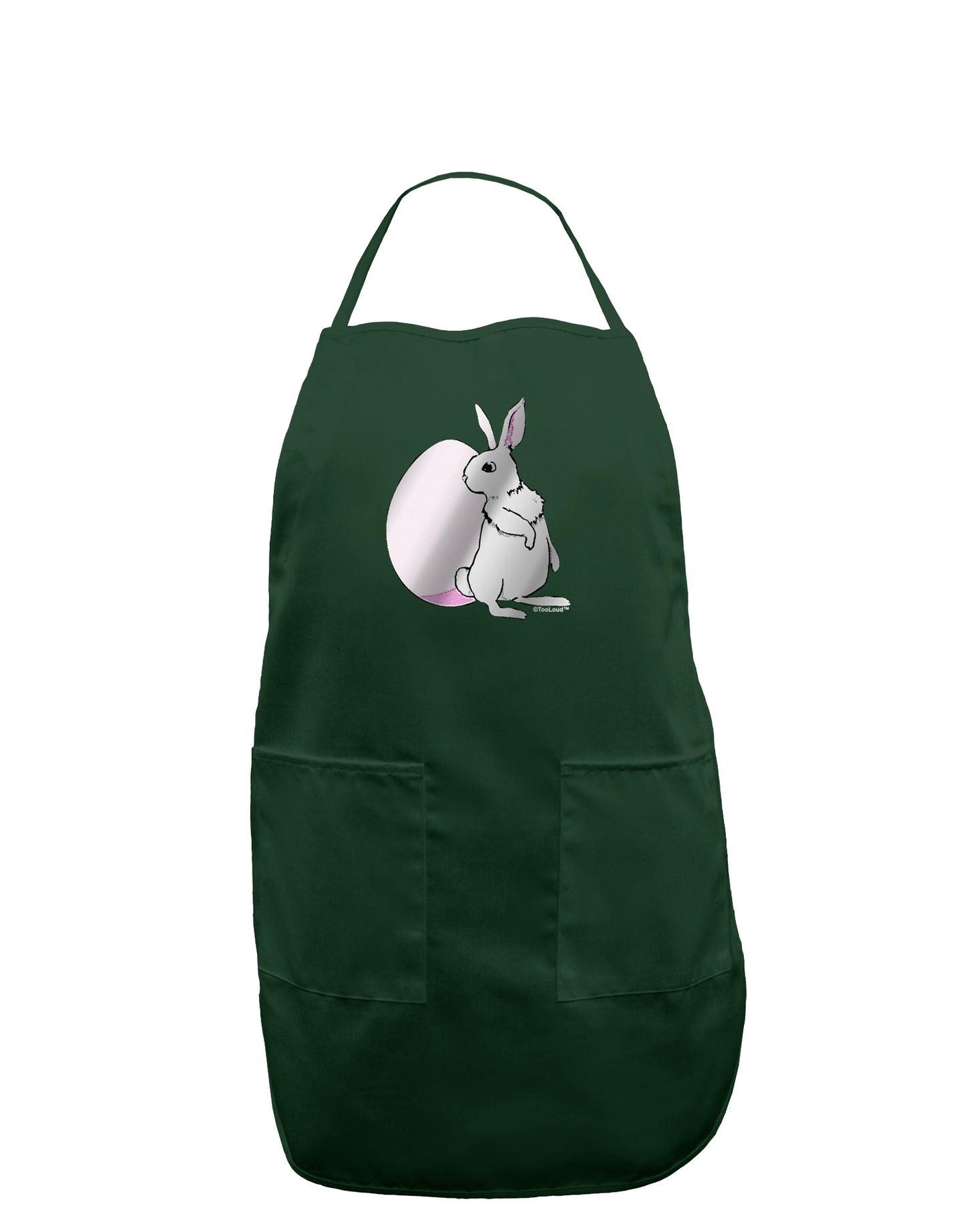 Easter Bunny and Egg Metallic - Silver Dark Adult Apron by TooLoud-Bib Apron-TooLoud-Hunter-One-Size-Davson Sales