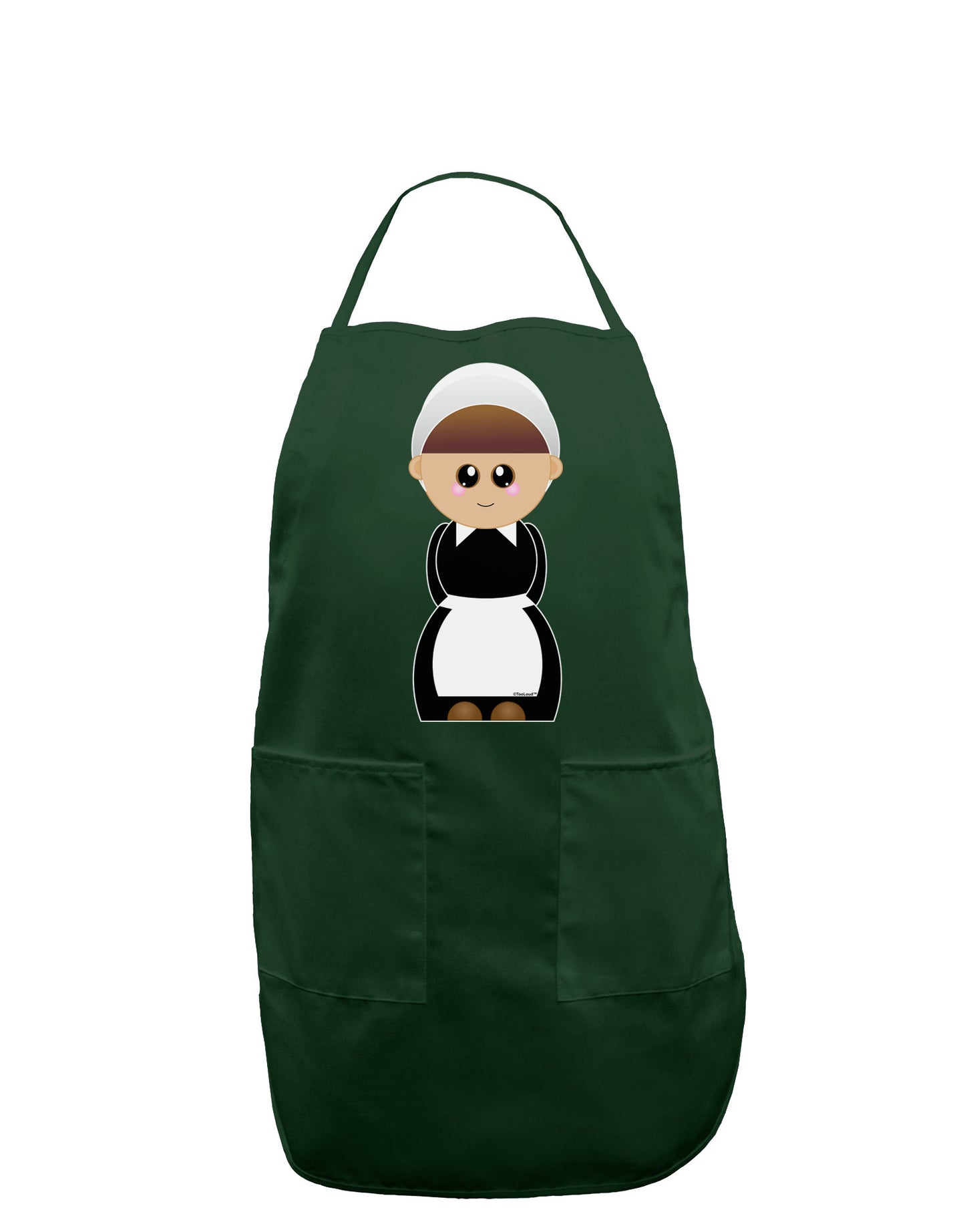 Cute Pilgrim Girl Thanksgiving Dark Adult Apron-Bib Apron-TooLoud-Hunter-One-Size-Davson Sales
