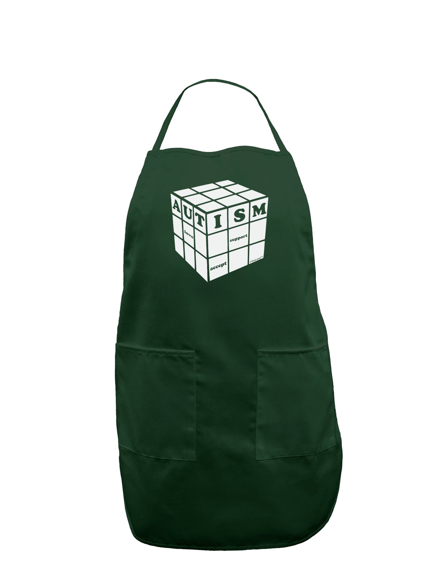 Autism Awareness - Cube B & W Dark Adult Apron-Bib Apron-TooLoud-Hunter-One-Size-Davson Sales