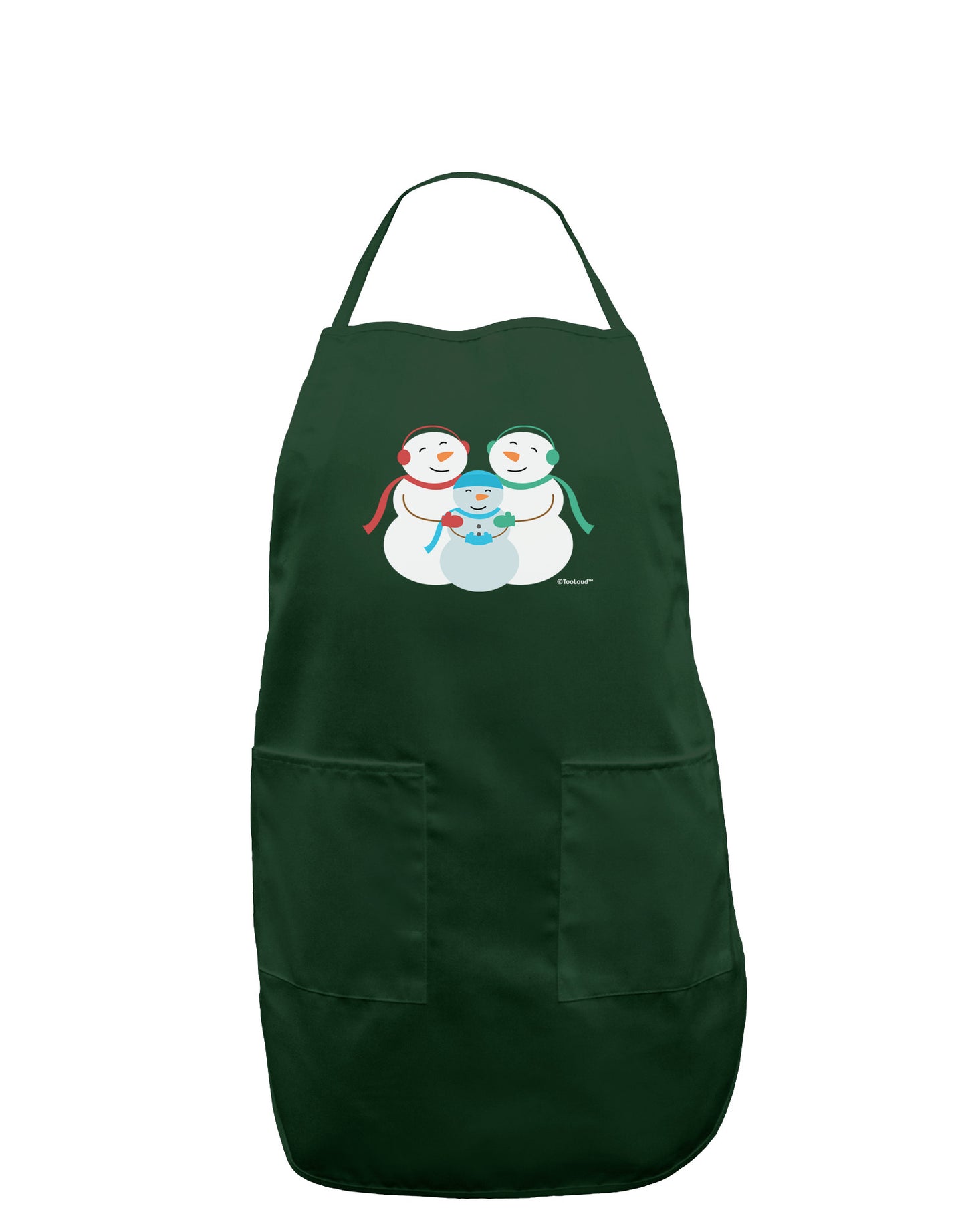 Cute Snowman Family with Boy Dark Adult Apron by TooLoud-Bib Apron-TooLoud-Hunter-One-Size-Davson Sales