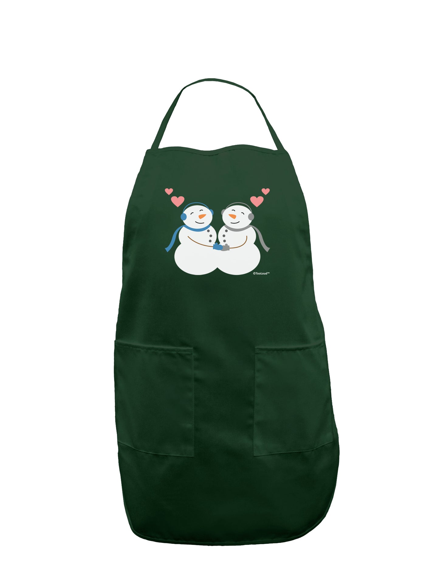 Cute Snowman Couple Dark Adult Apron by TooLoud-Bib Apron-TooLoud-Hunter-One-Size-Davson Sales