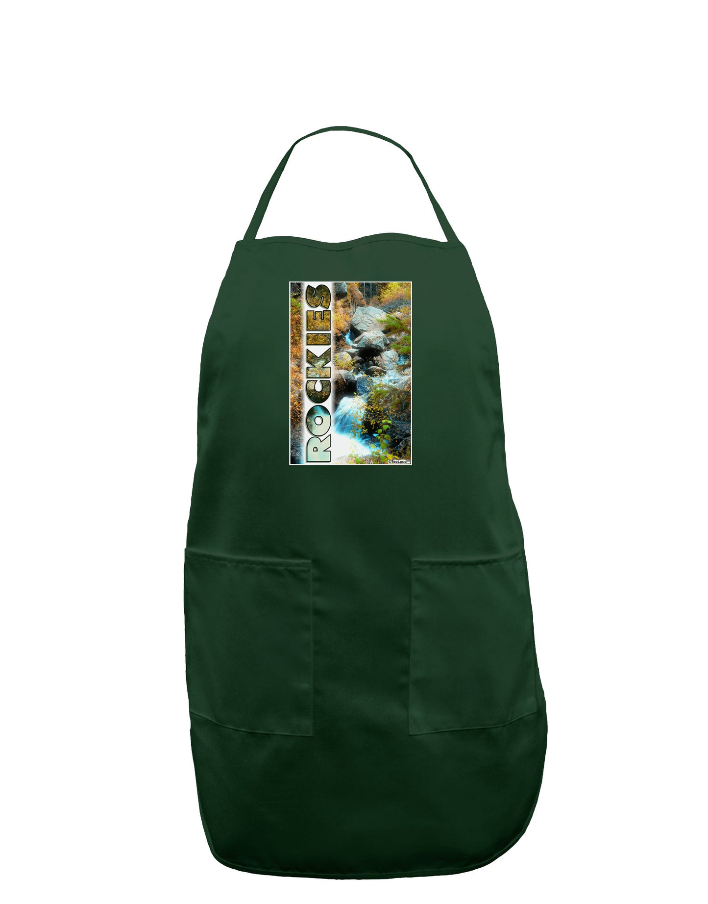 Rockies Waterfall with Text Dark Adult Apron-Bib Apron-TooLoud-Hunter-One-Size-Davson Sales