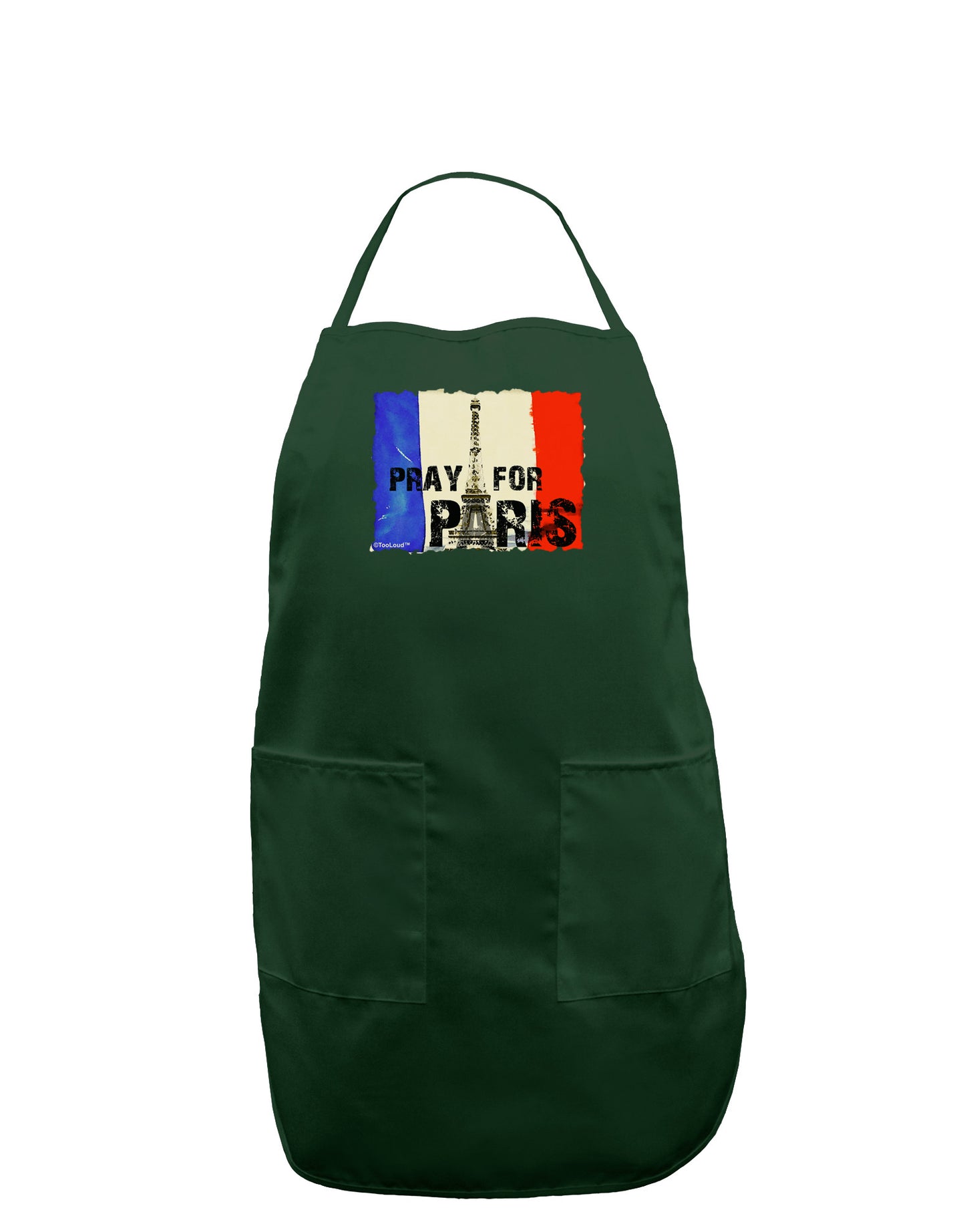 Pray For Paris Watercolor Dark Adult Apron-Bib Apron-TooLoud-Hunter-One-Size-Davson Sales