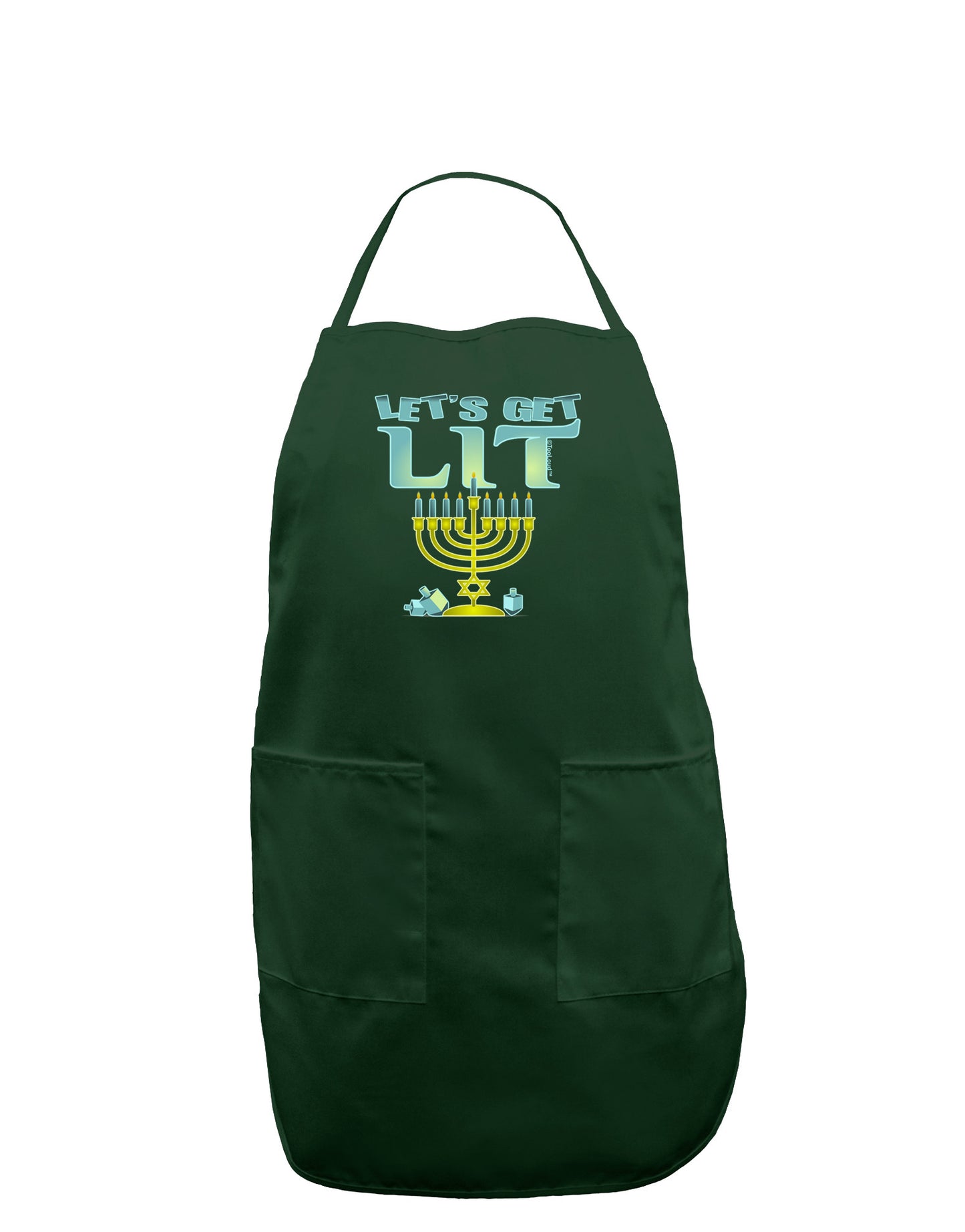 Let's Get Lit Menorah Dark Adult Apron-Bib Apron-TooLoud-Hunter-One-Size-Davson Sales