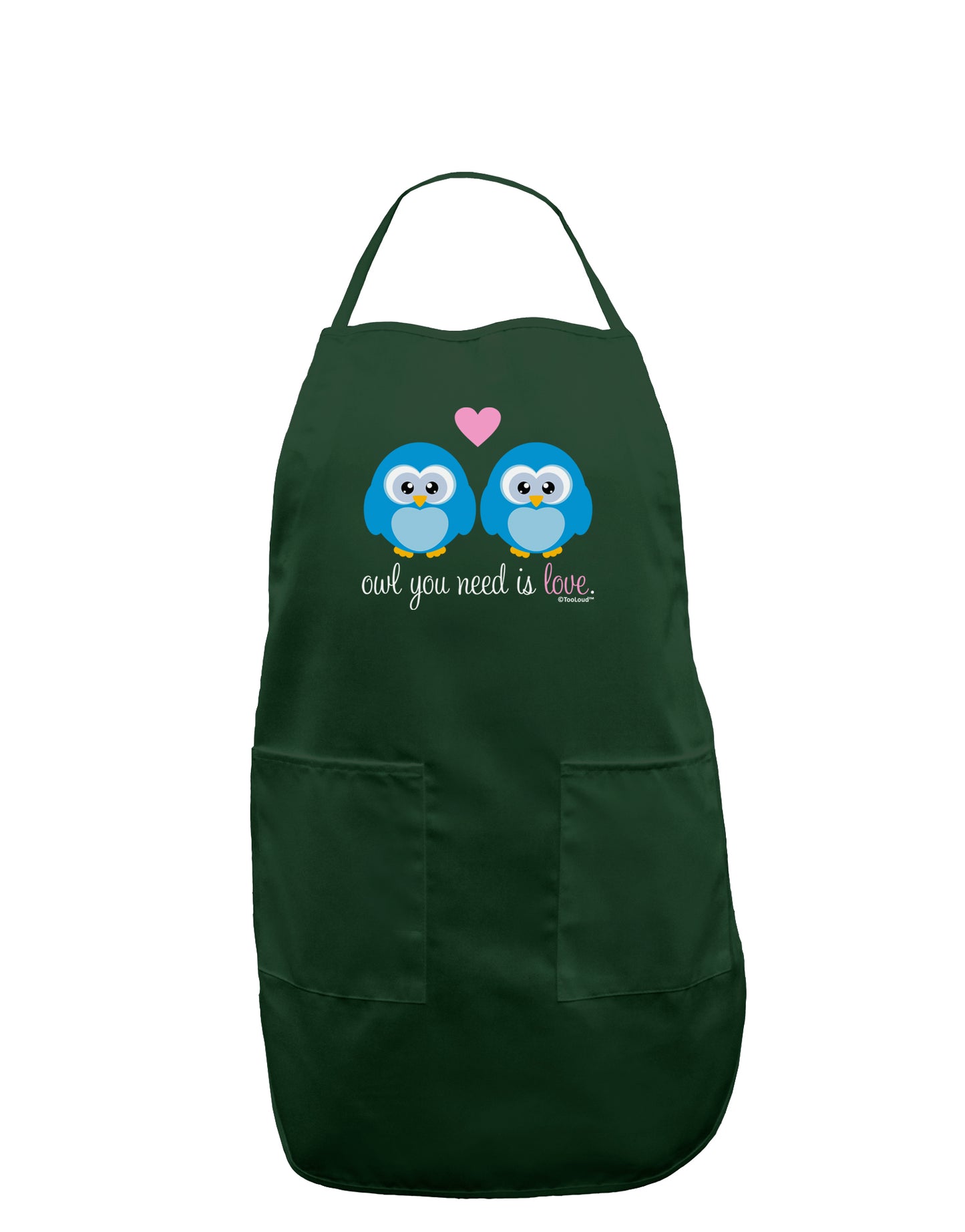 Owl You Need Is Love - Blue Owls Dark Adult Apron by TooLoud-Bib Apron-TooLoud-Hunter-One-Size-Davson Sales