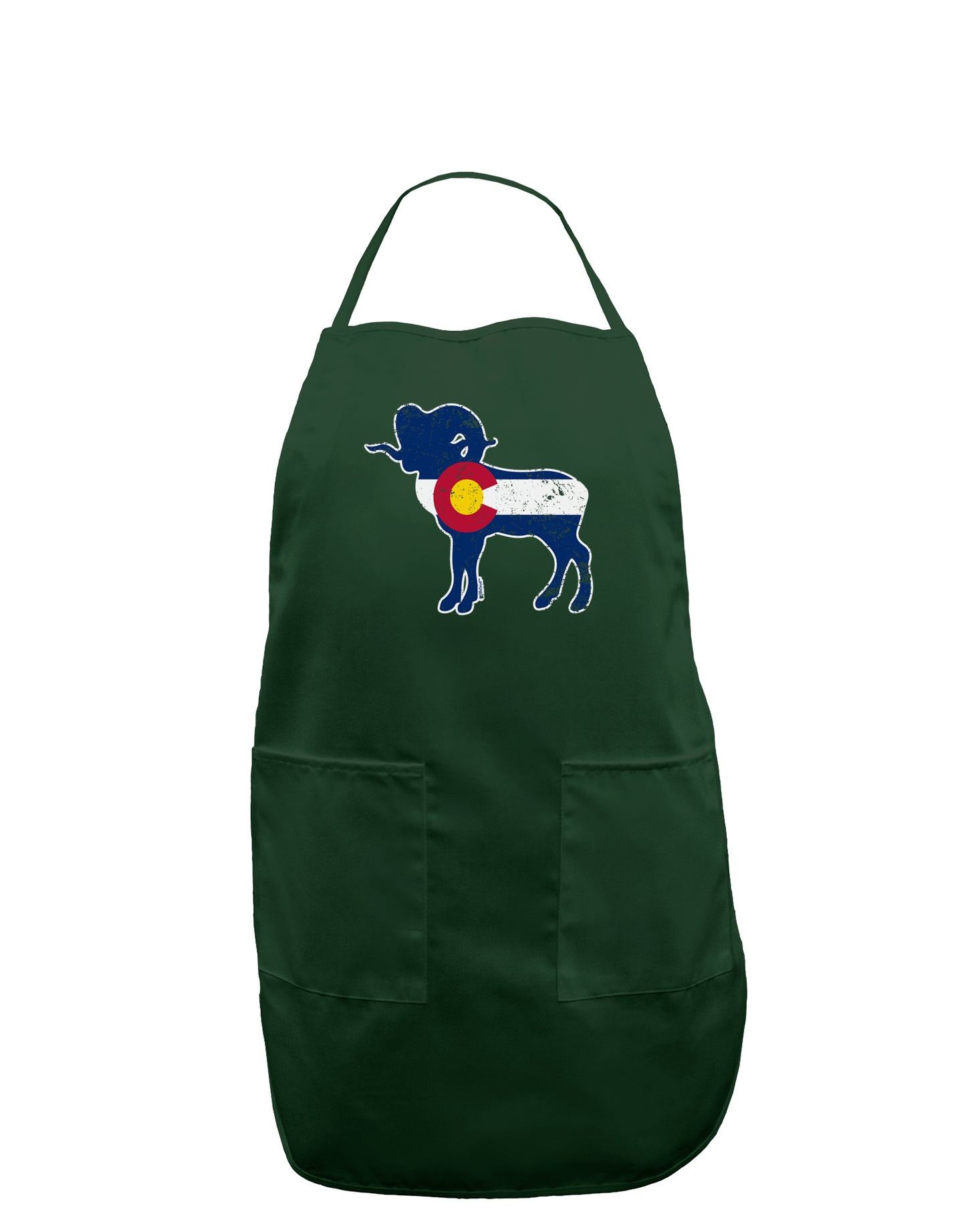 Grunge Rocky Mountain Bighorn Sheep Flag Adult Apron-Bib Apron-TooLoud-Hunter-One-Size-Davson Sales