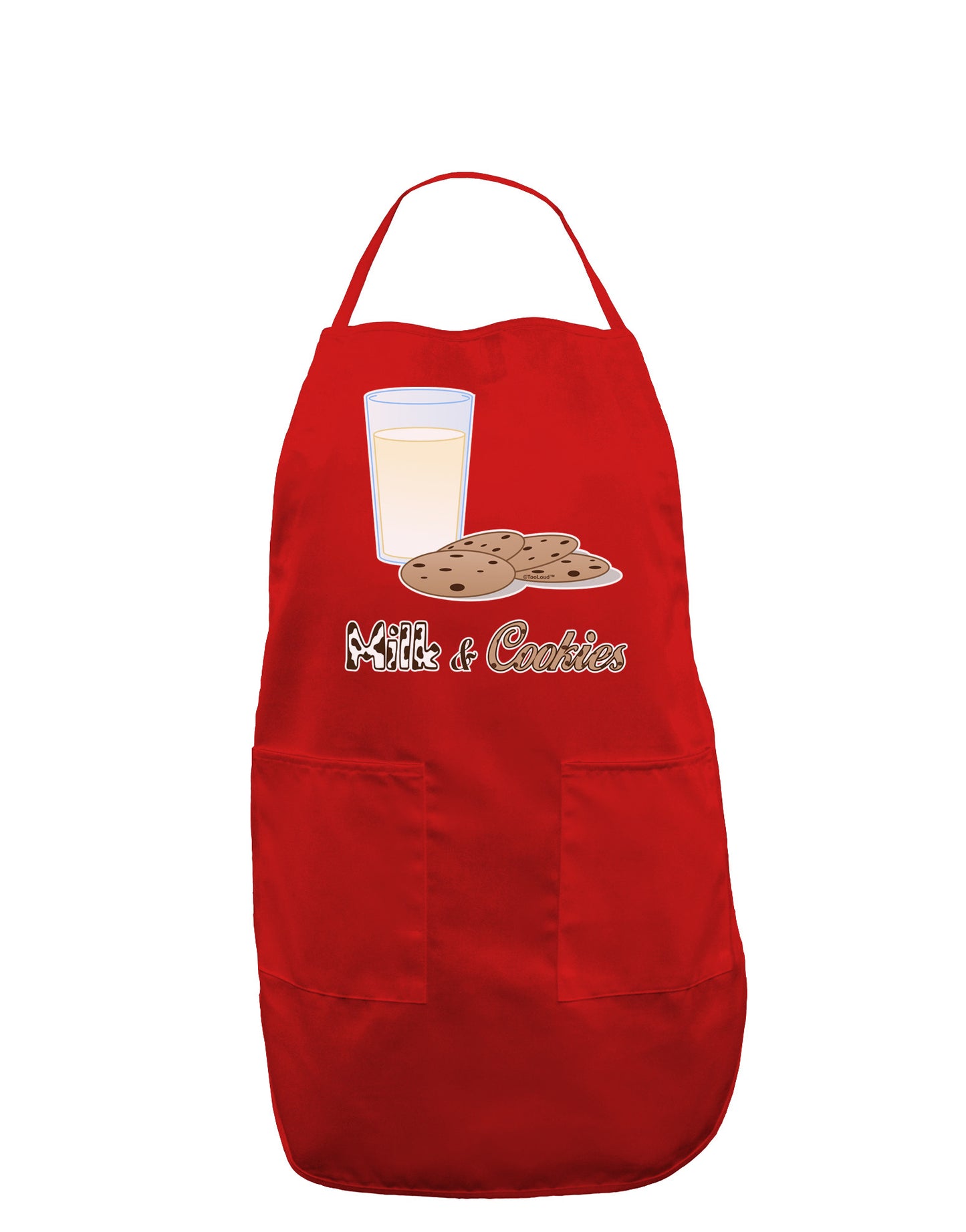 Milk and Cookies Design Text Dark Adult Apron-Bib Apron-TooLoud-Red-One-Size-Davson Sales