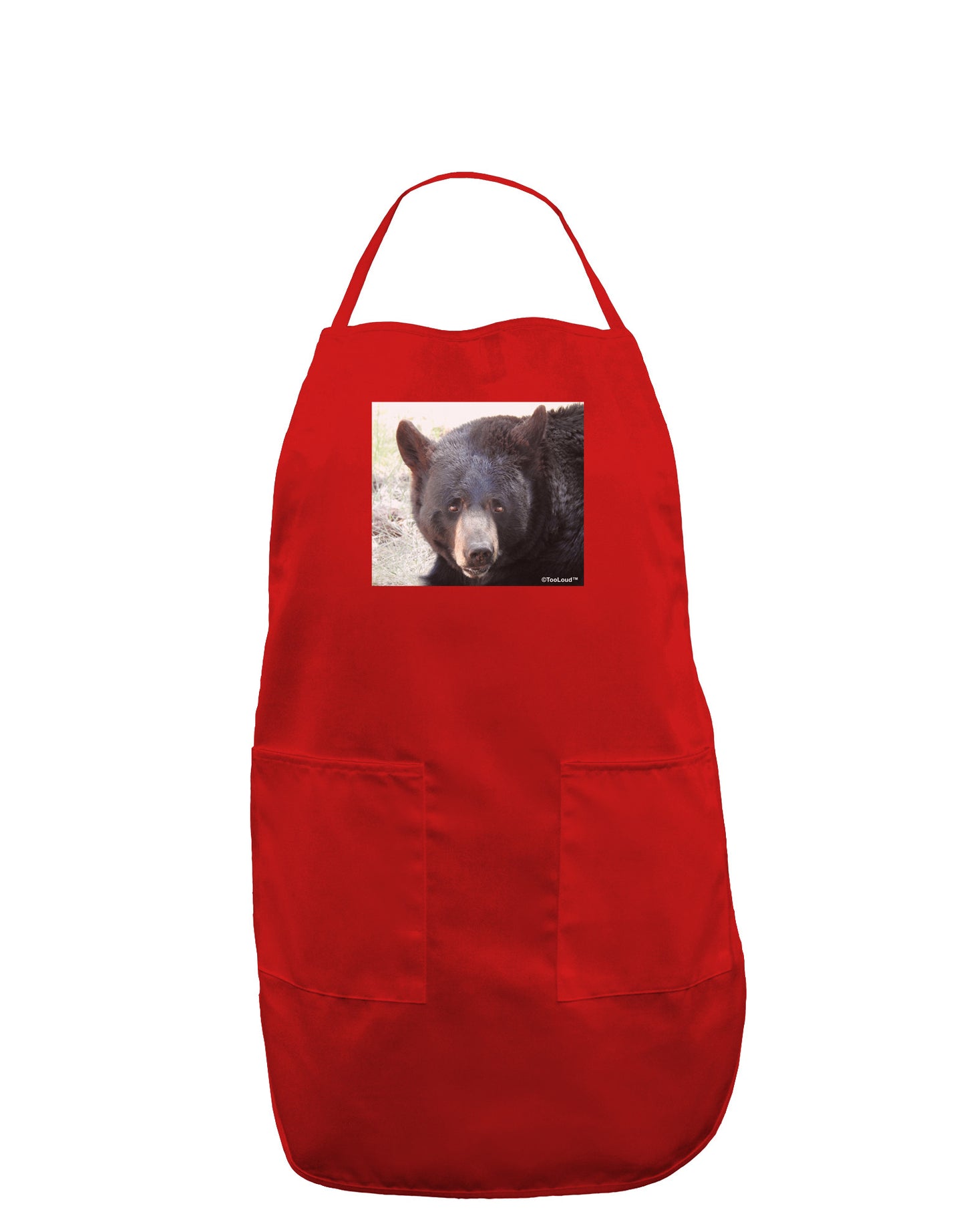 Staring Black Bear Dark Adult Apron-Bib Apron-TooLoud-Red-One-Size-Davson Sales